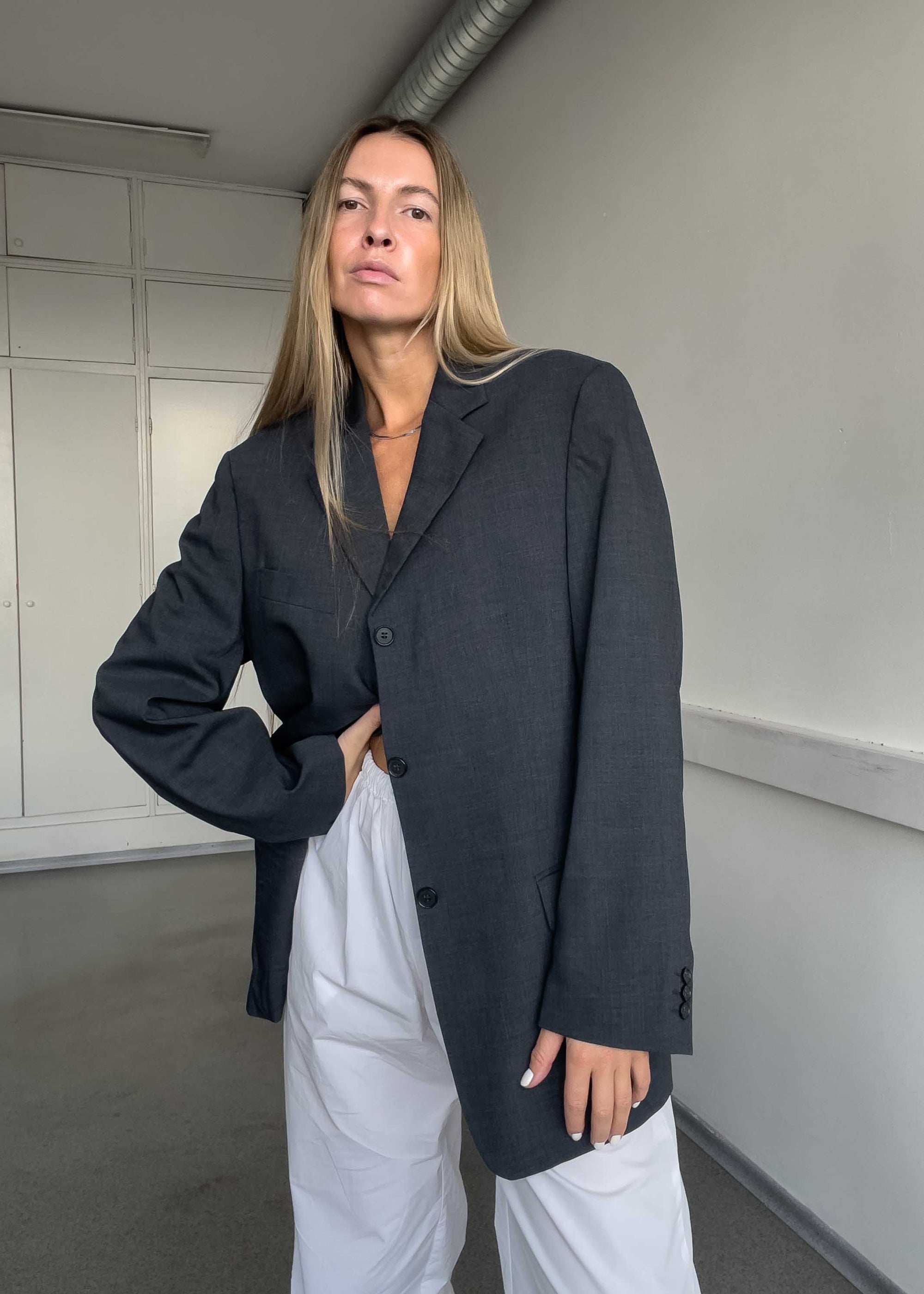 Vintage Grey Oversized Blazer