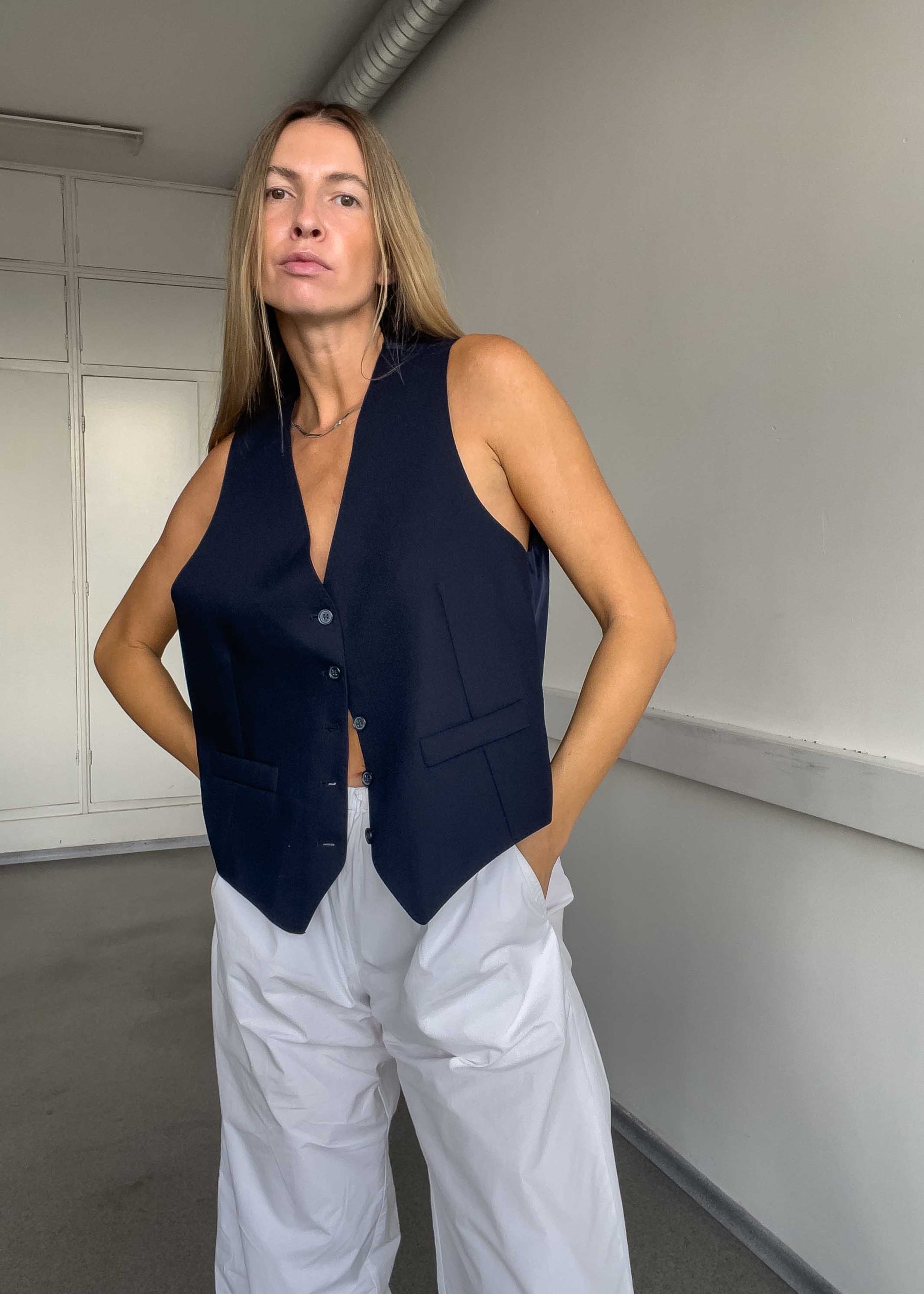 Vintage Blue Oversized Vest