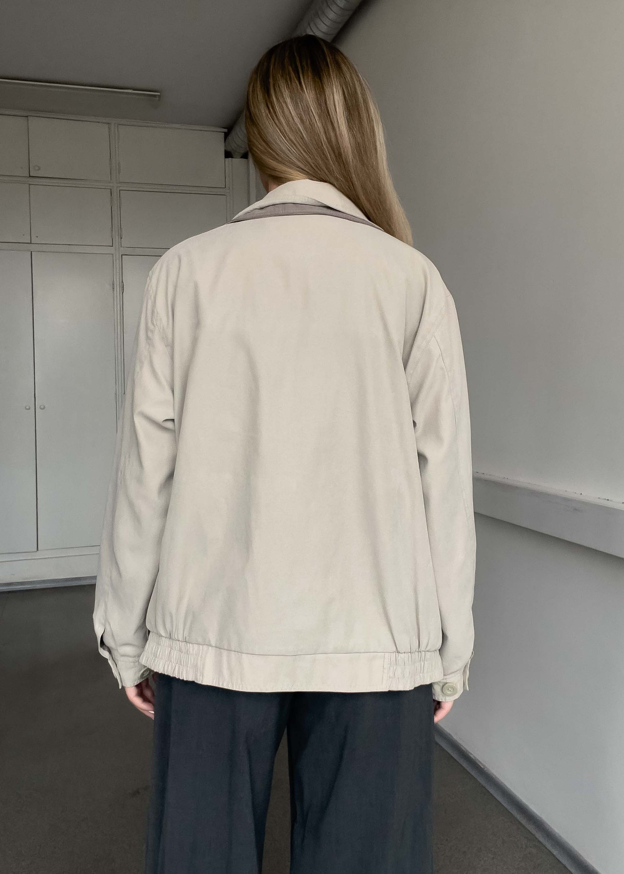 Vintage Grey Oversized Bomber Jacket