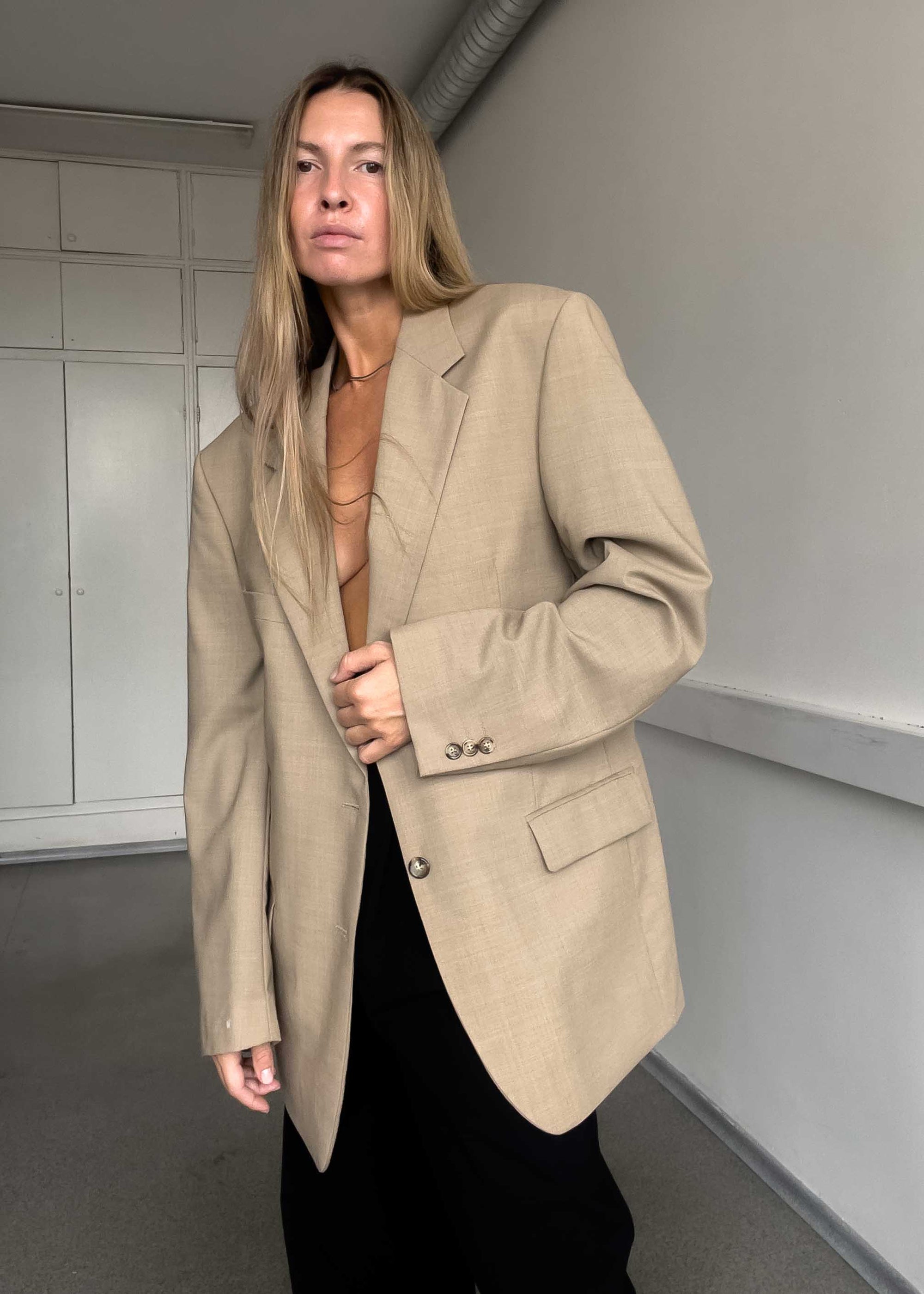 Vintage Beige Oversized Blazer