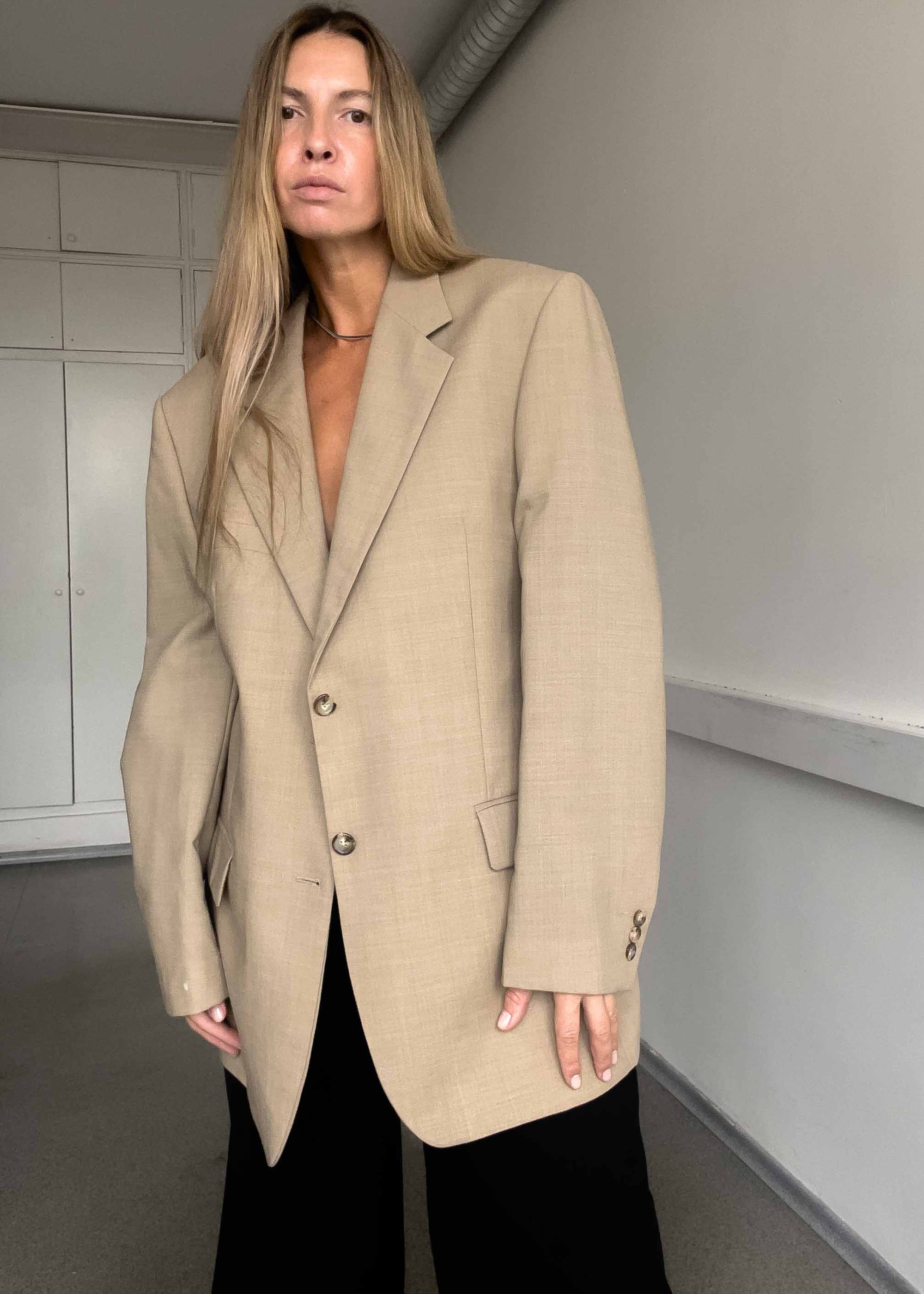 Vintage Beige Oversized Blazer