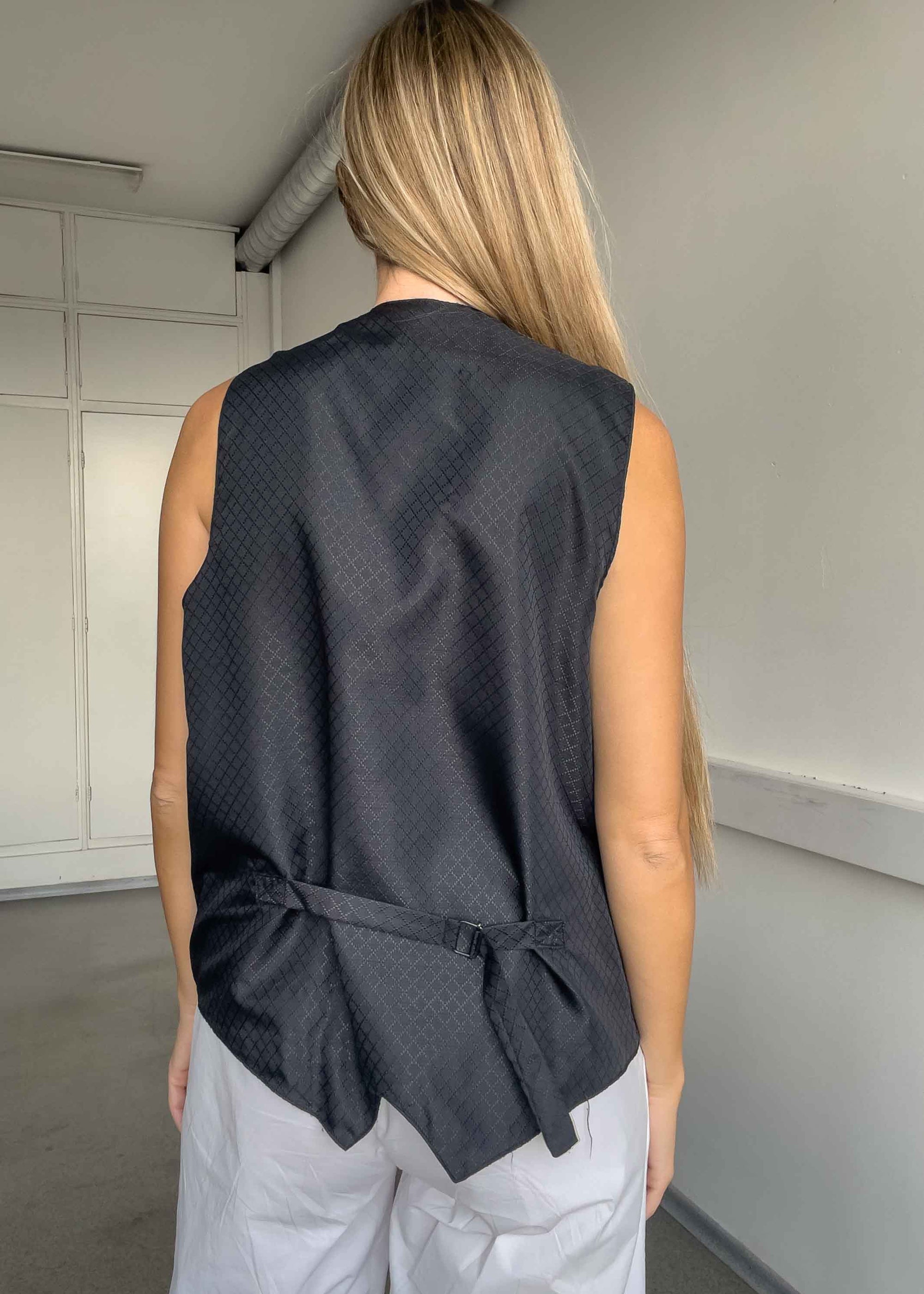 Vintage Black Oversized Suede Vest