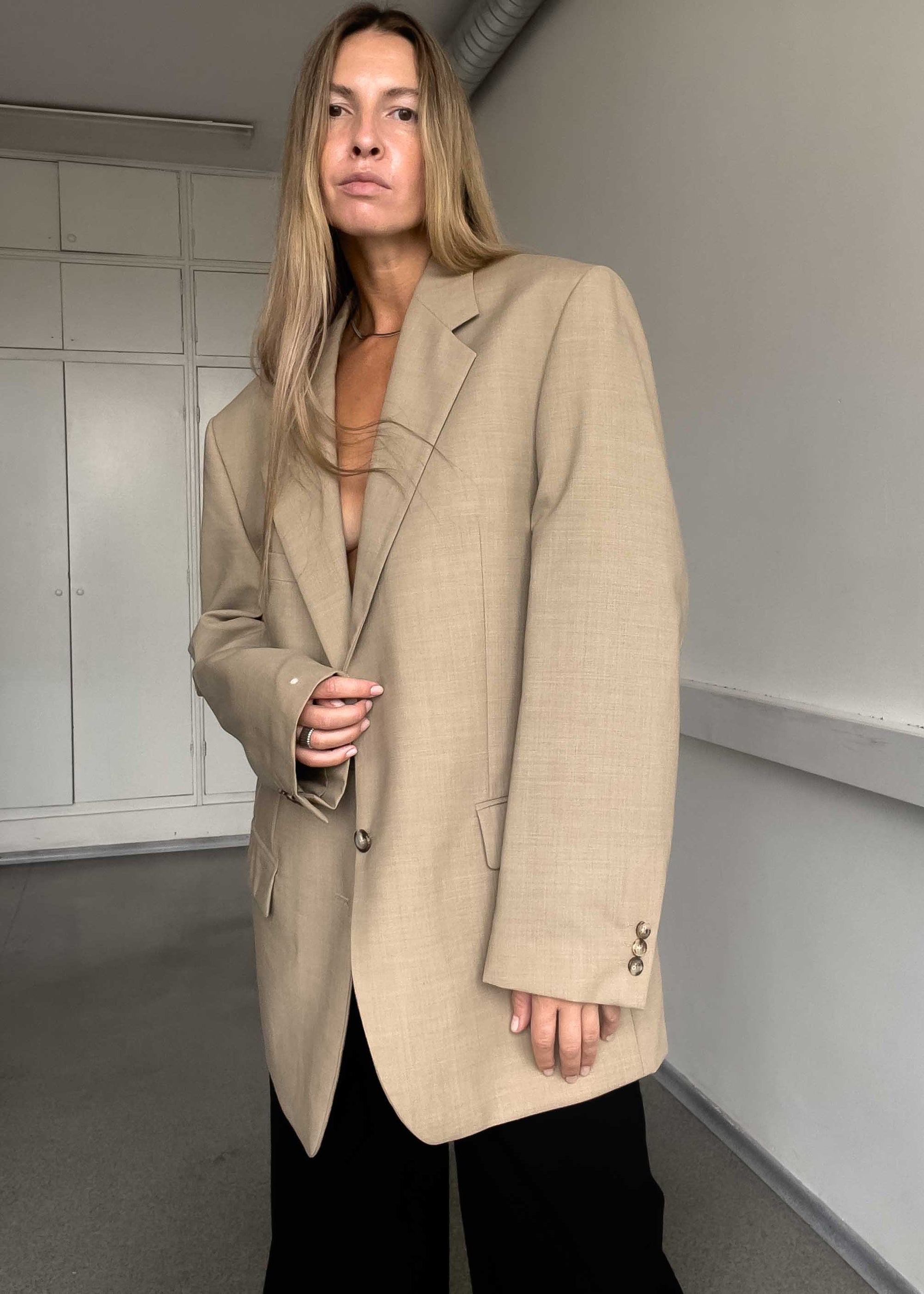 Vintage Beige Oversized Blazer