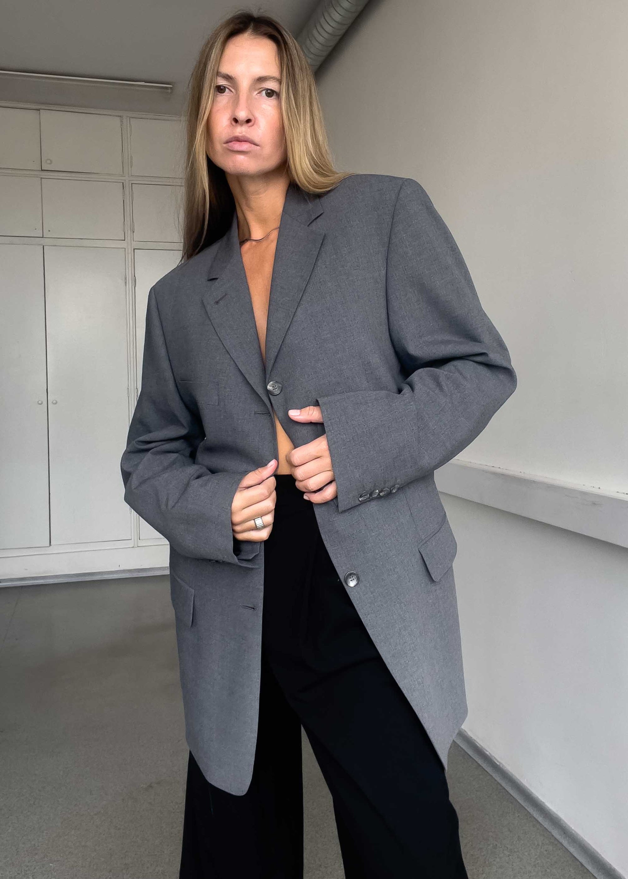 Vintage Grey Oversized Blazer