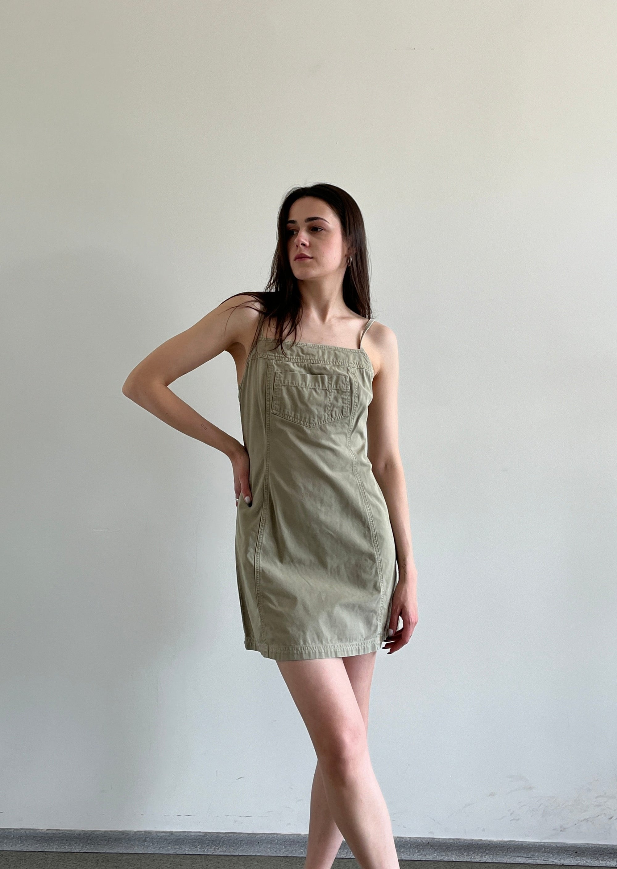 Vintage Green Cotton Mini Dress