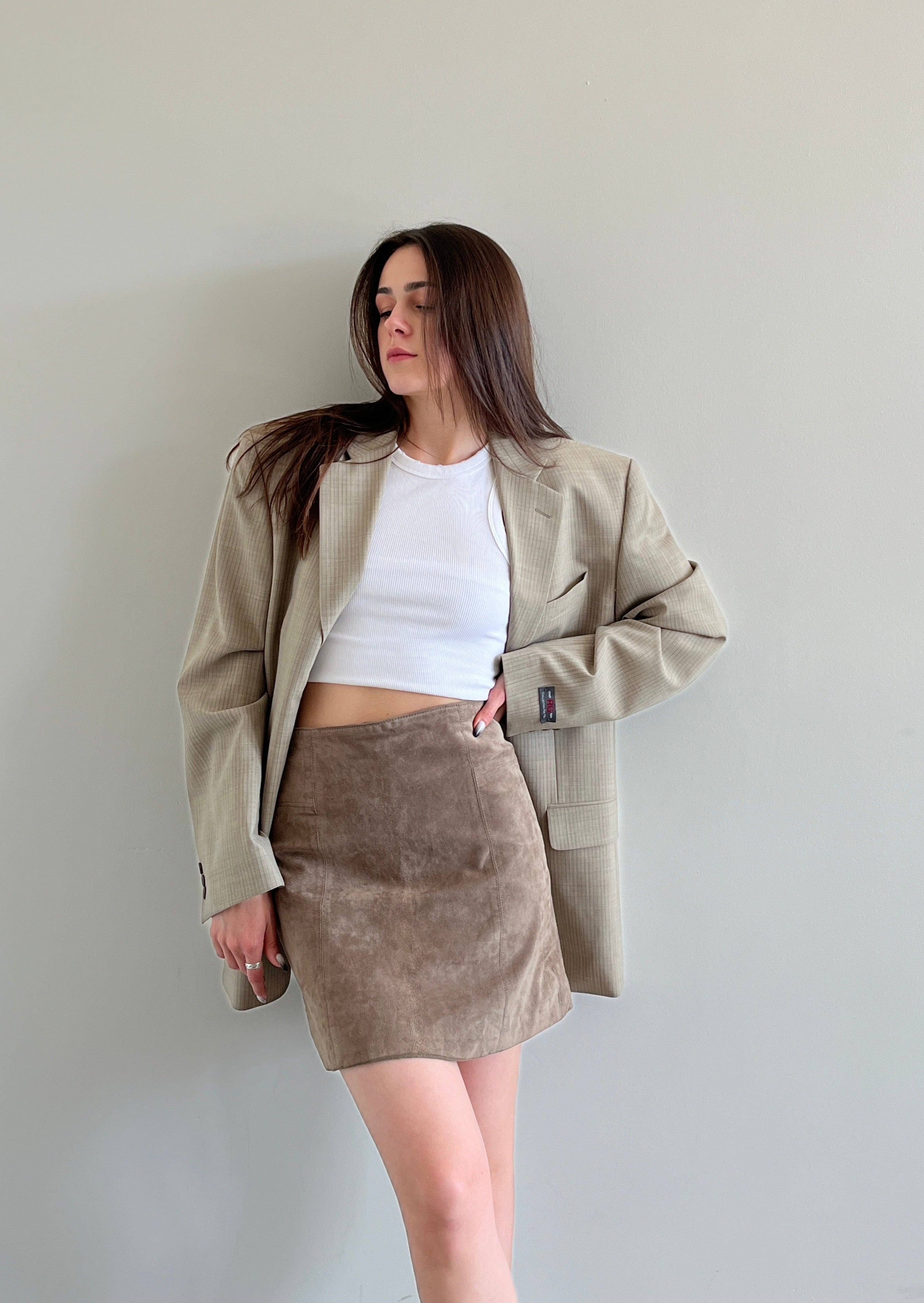 Vintage Grey Suede Mini Skirt