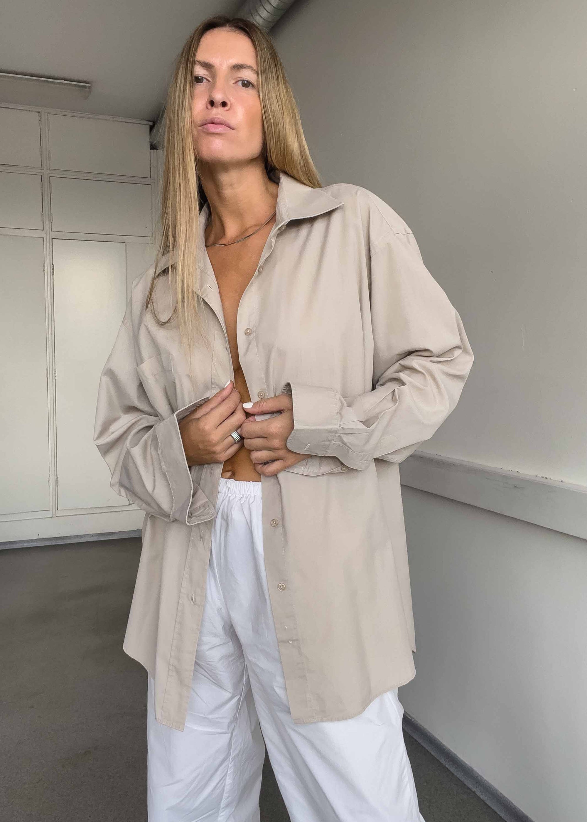 Vintage Warm Grey Oversized Shirt