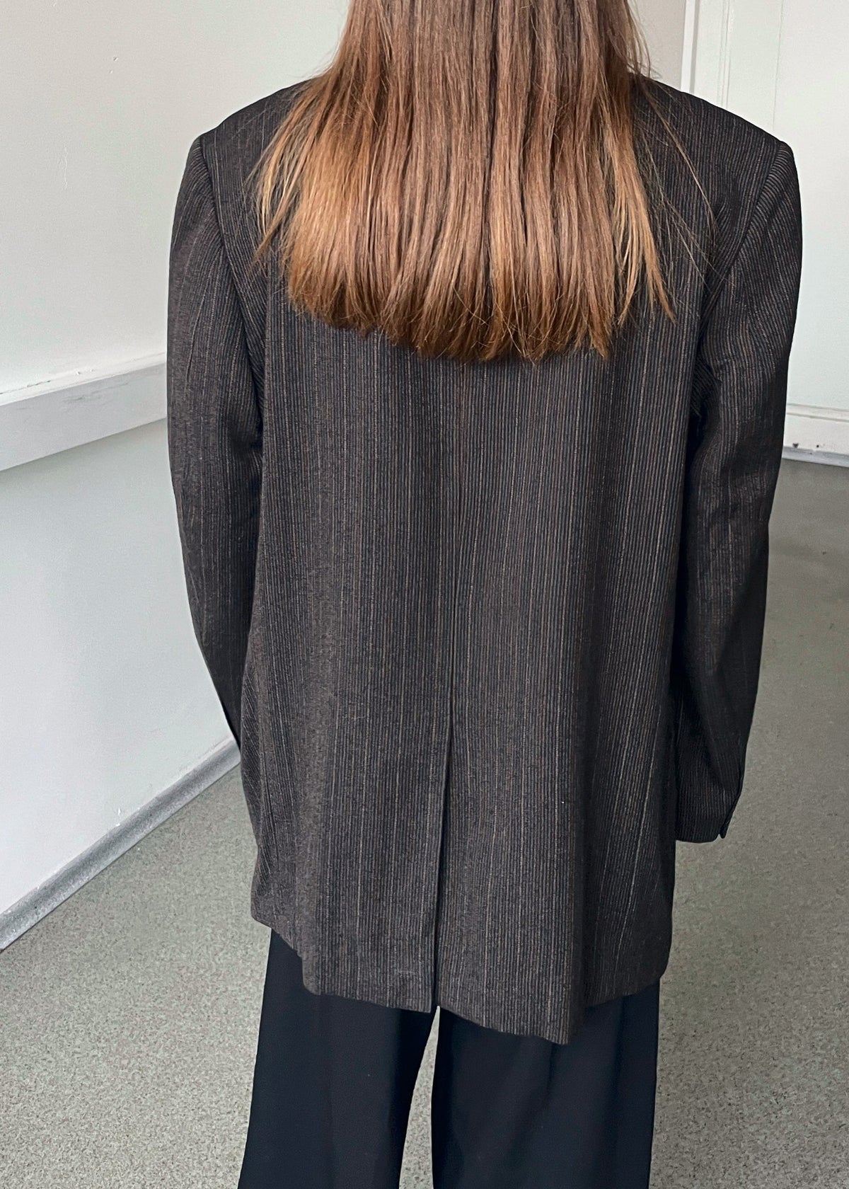 Vintage Brown and Grey Striped Wool Blazer — view 5 of 5