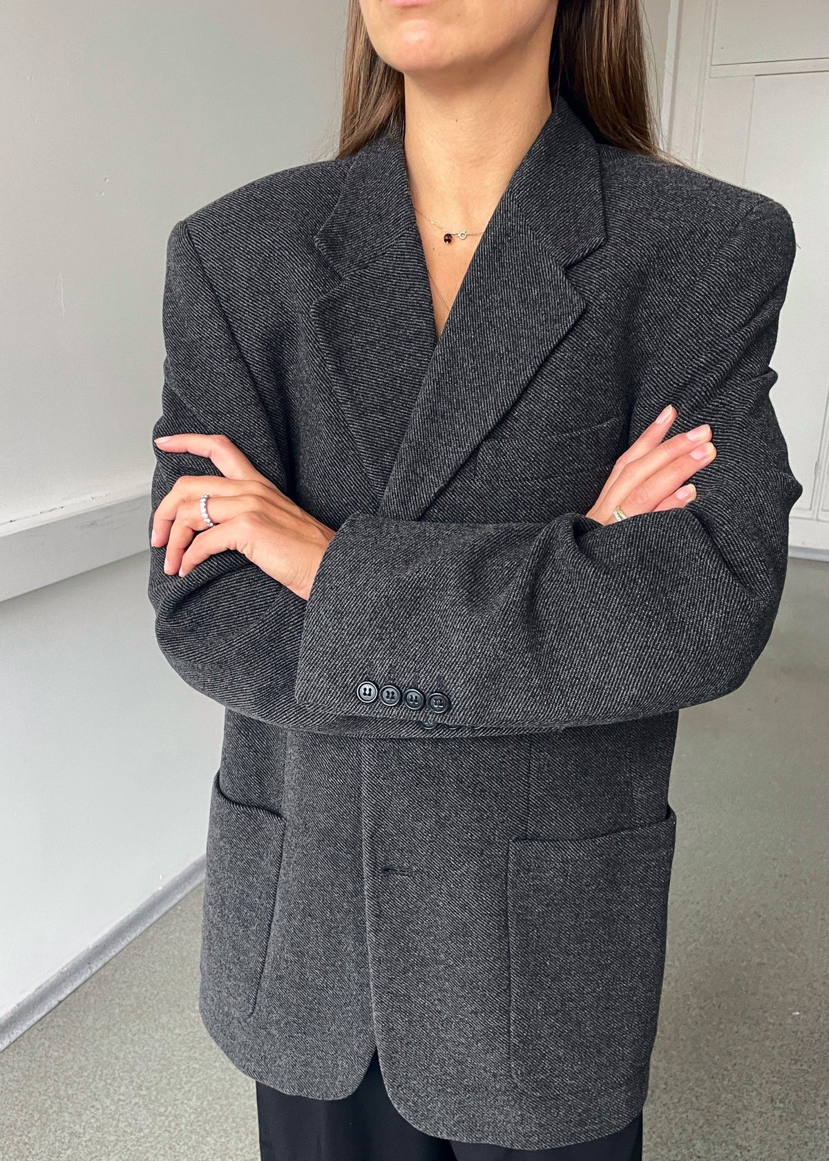 Vintage Grey Thick-Fabric Blazer — view 3 of 4
