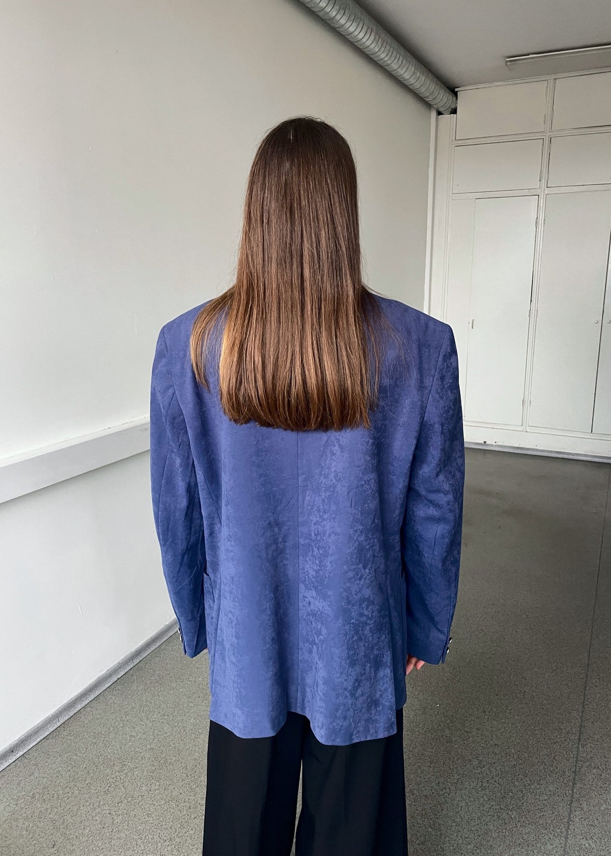 Vintage Blue Velvet Blazer with Metallic Buttons — view 6 of 6