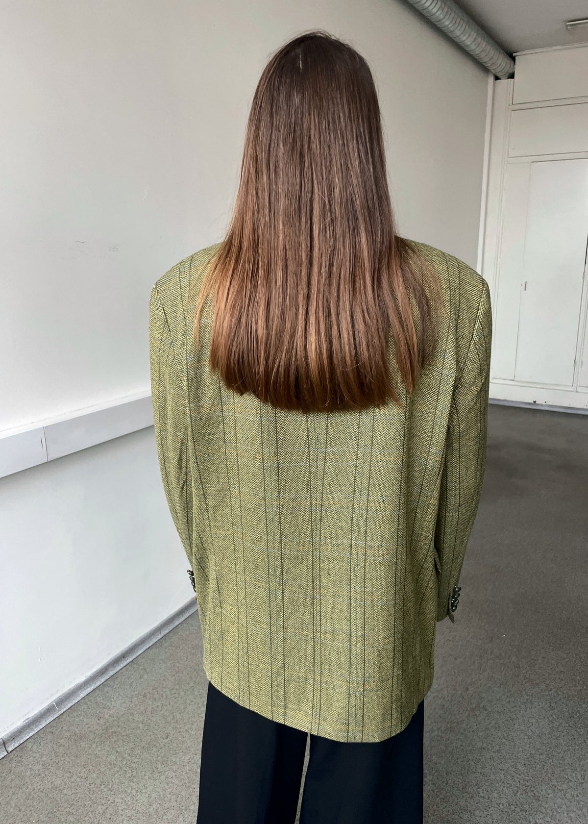 Vintage Green Checked Pure Wool Blazer — view 5 of 5