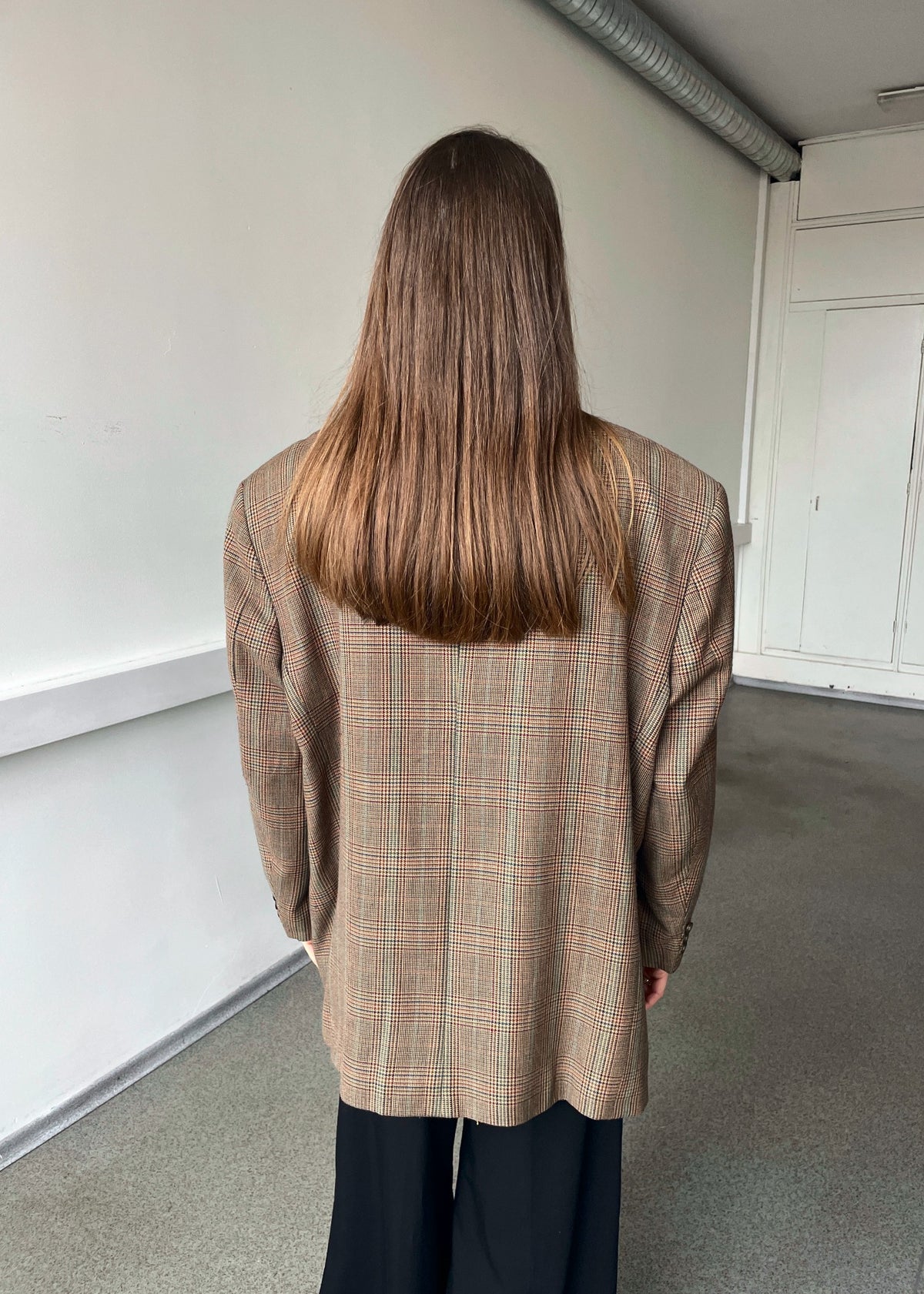 Vintage Burgundy Multicoloured Checked Wool-Blend Blazer — view 5 of 5