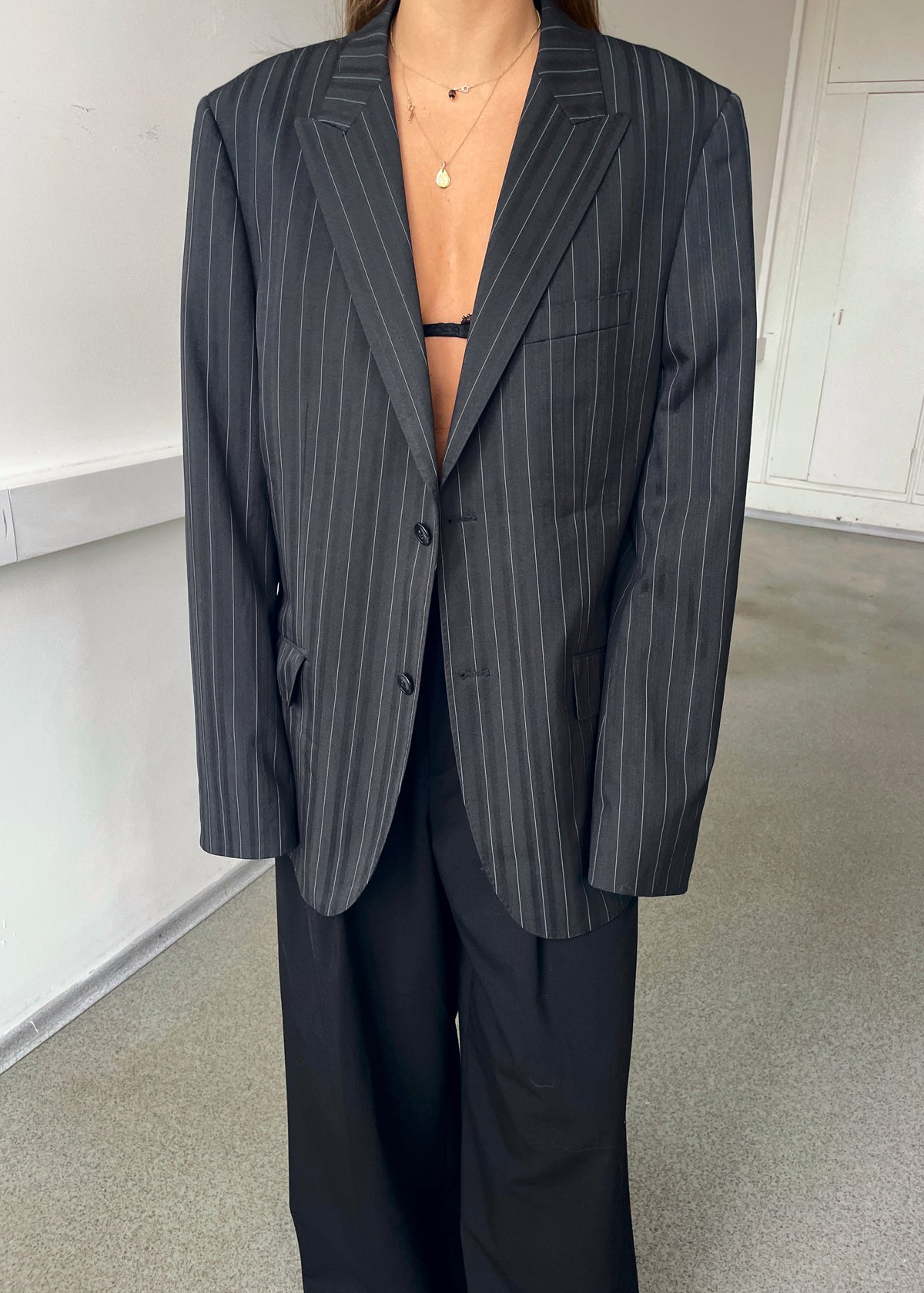 Vintage Grey Pinstripe Blazer
