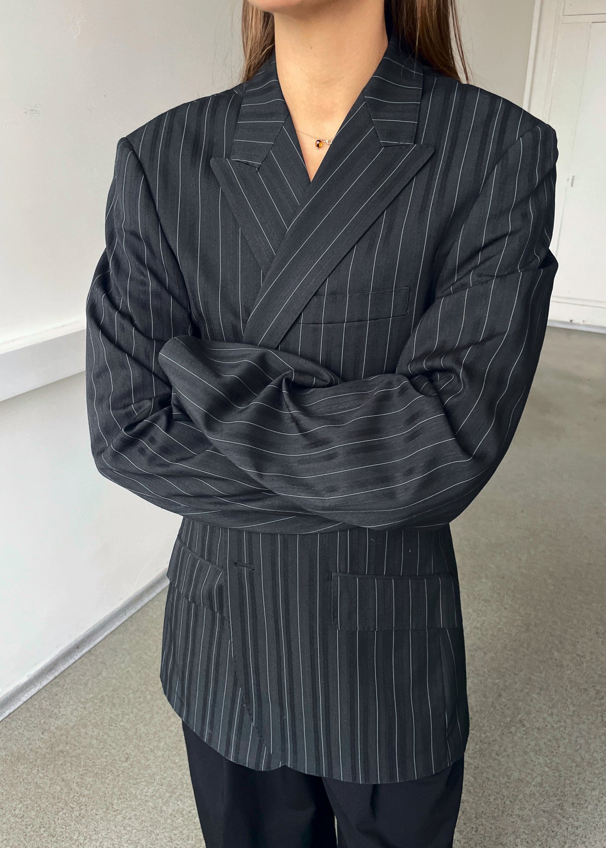 Vintage Grey Pinstripe Blazer