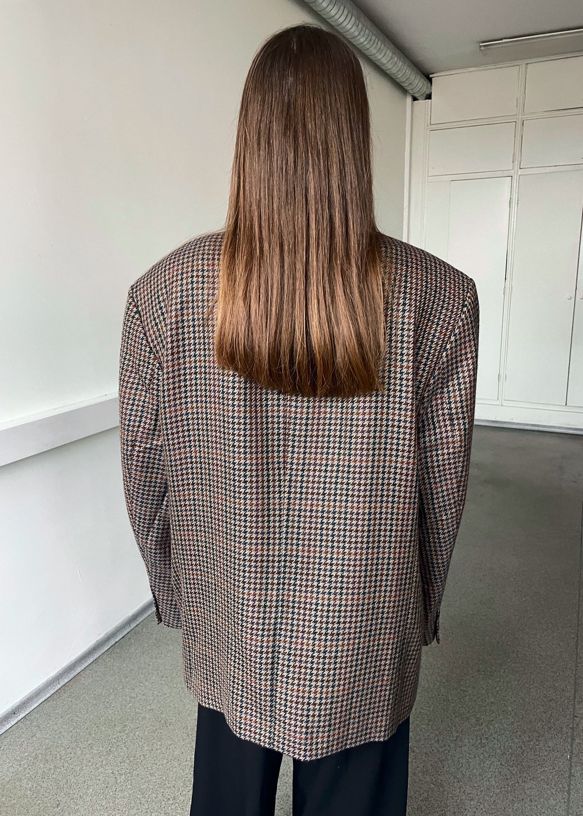Vintage Multicoloured Houndstooth Pure Wool Blazer