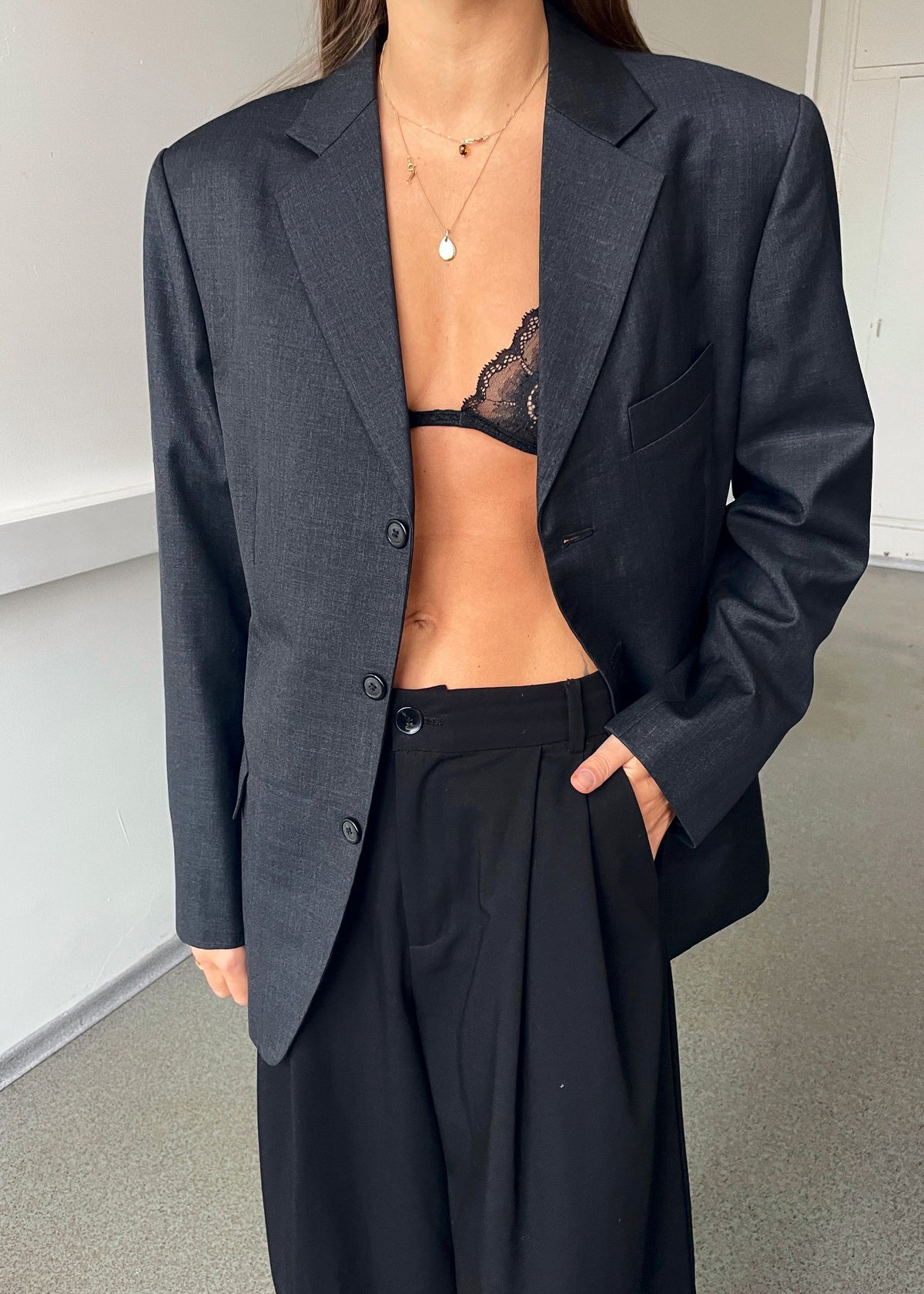 Vintage Dark Grey Office Blazer by Vogue Fashion Siam Square