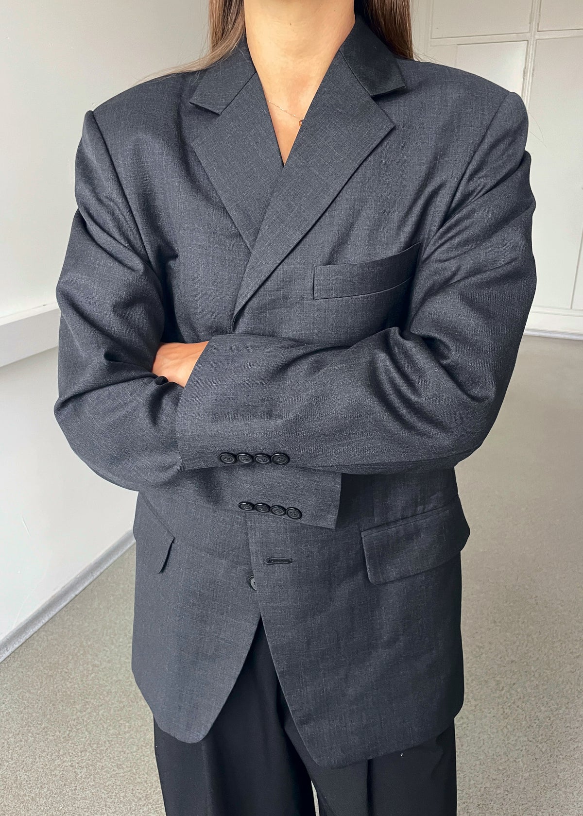 Vintage Dark Grey Office Blazer by Vogue Fashion Siam Square