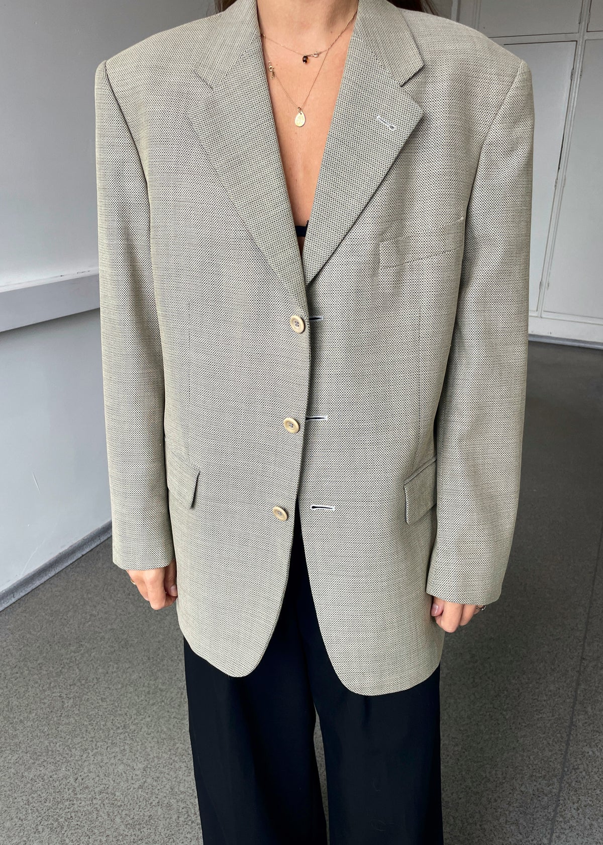 Vintage Yves Saint Laurent Warm Grey Wool Blazer