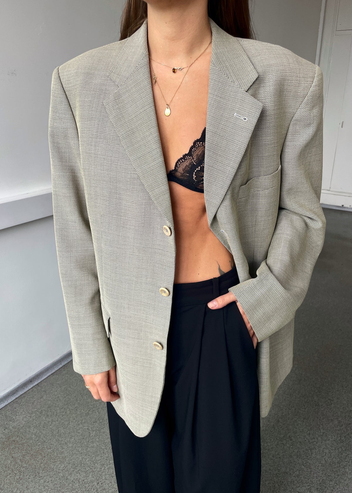 Vintage Yves Saint Laurent Warm Grey Wool Blazer