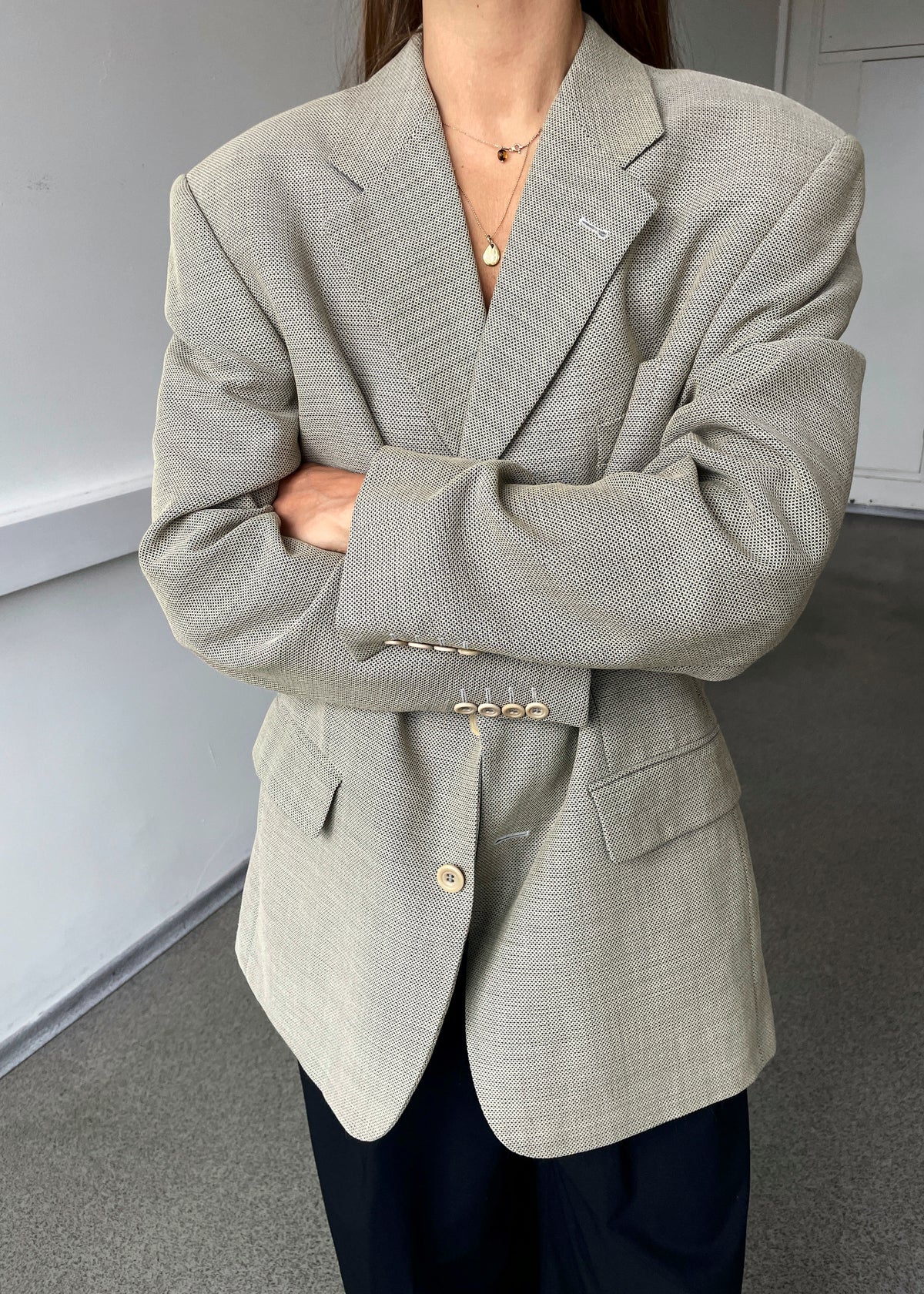 Vintage Yves Saint Laurent Warm Grey Wool Blazer