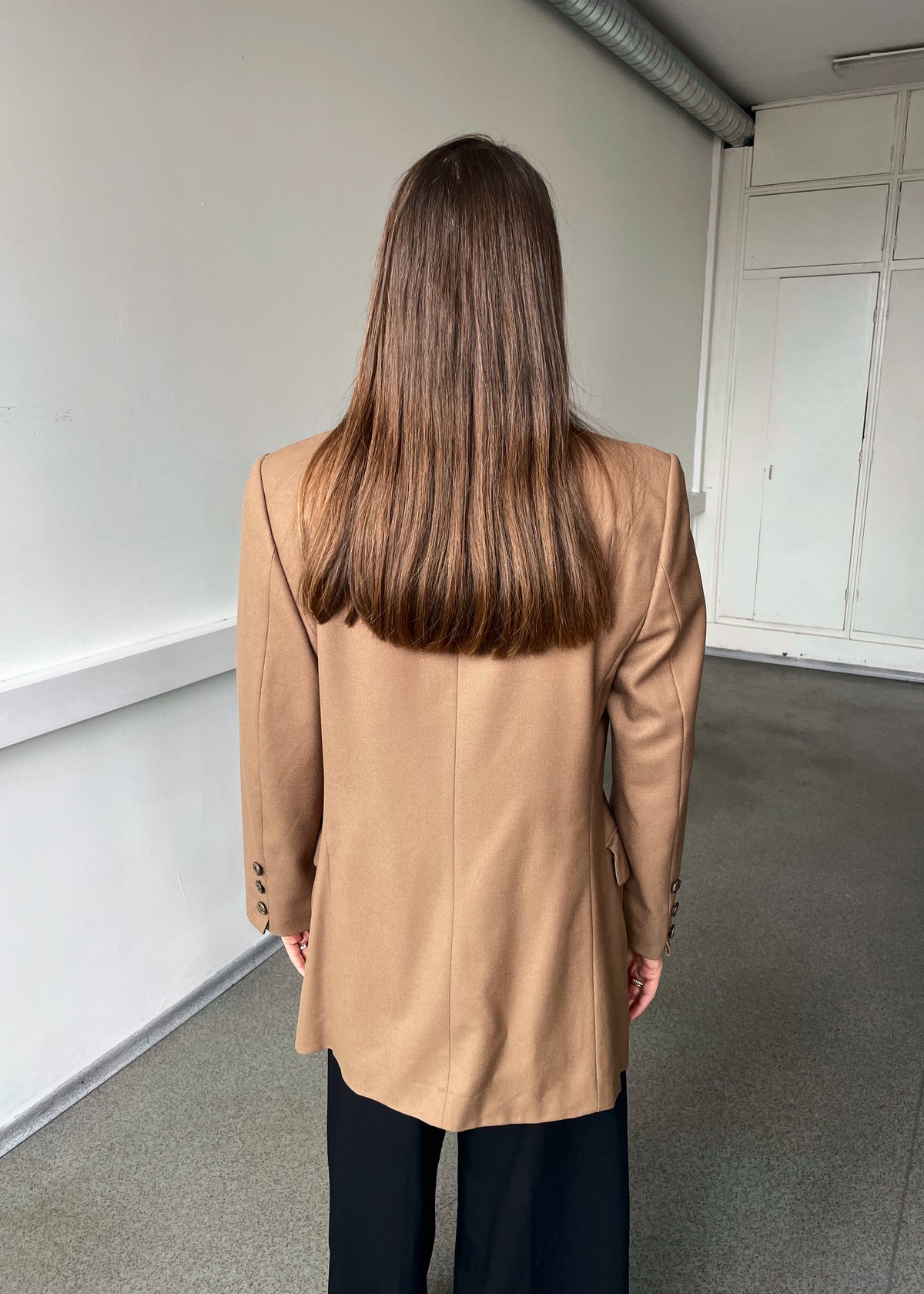 Vintage Fitted Brown Pure Wool Blazer