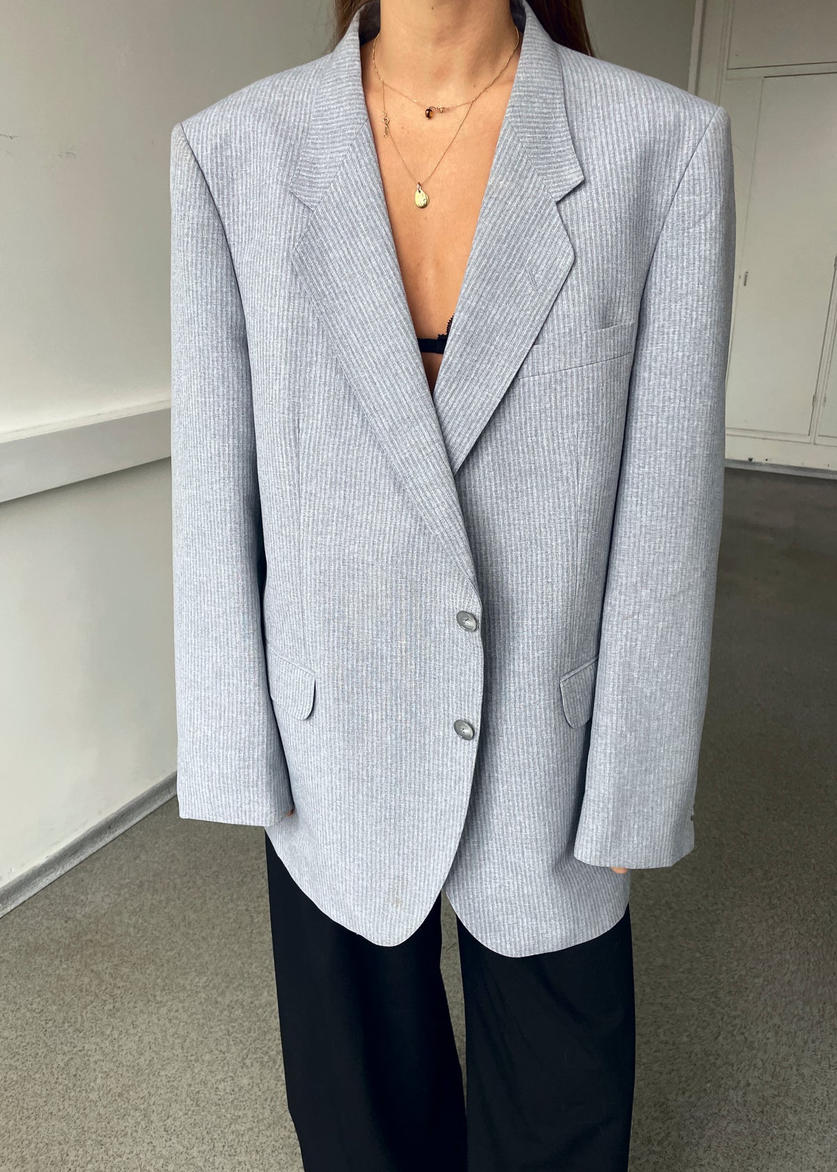 Vintage Marifa of Sweden Grey-Blue Jet Tweed Blazer