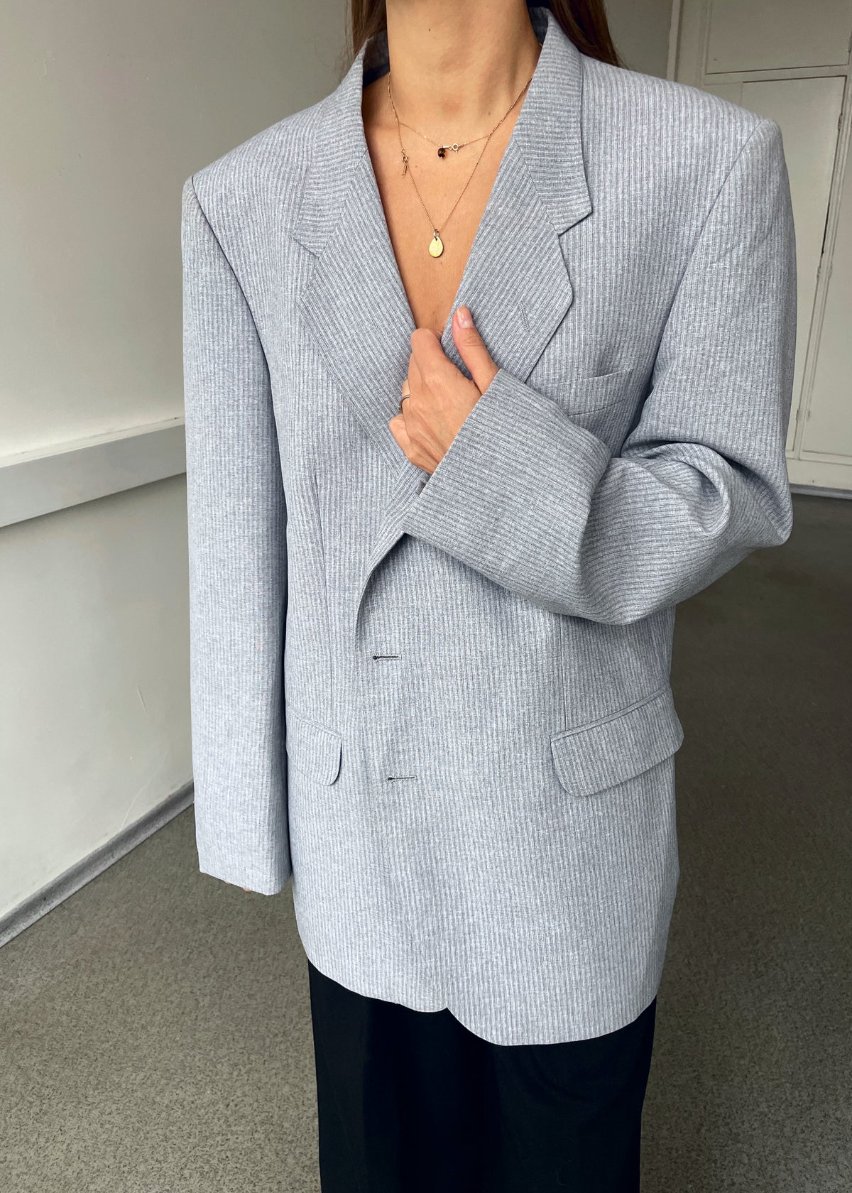 Vintage Marifa of Sweden Grey-Blue Jet Tweed Blazer