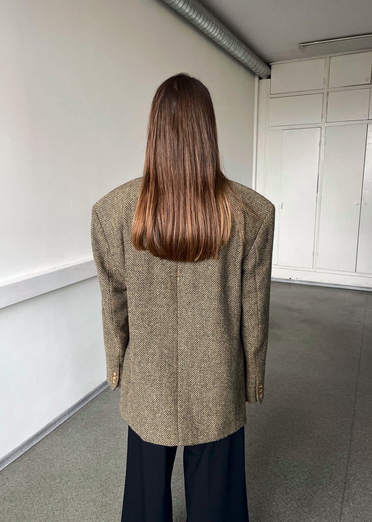 Vintage Brown Patterned Wool and Mohair Blend Blazer