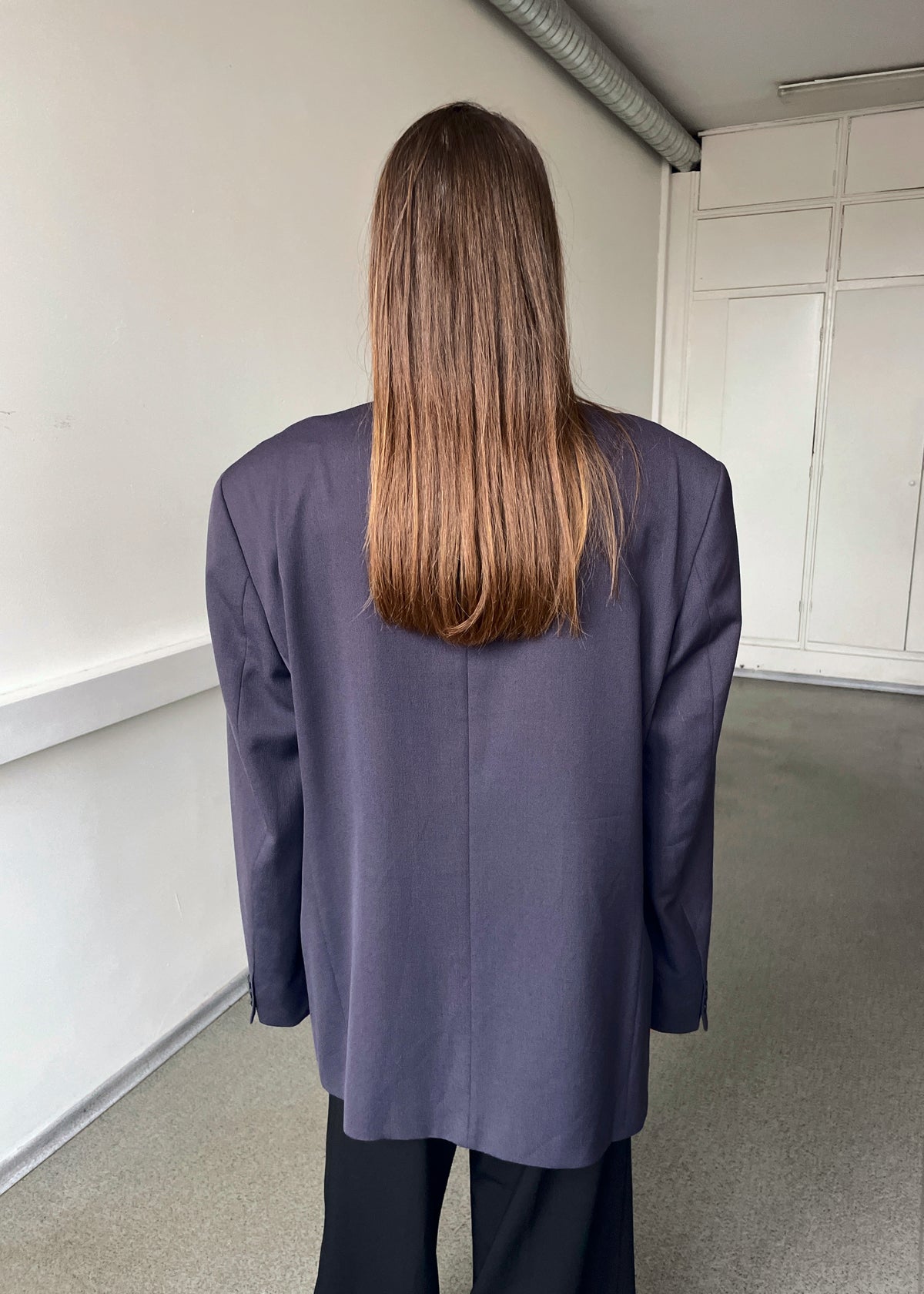 Vintage Turo Purplish Blue Double-Breasted Wool-Blend Blazer