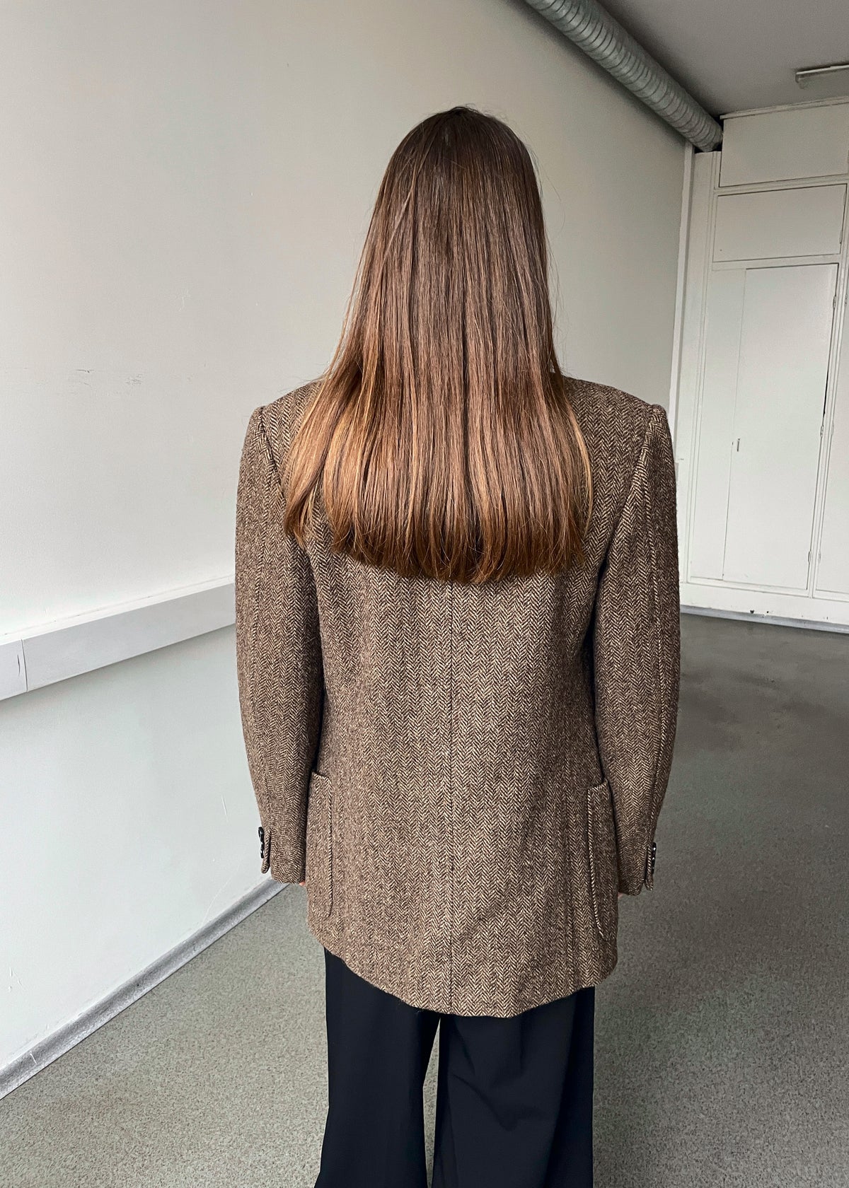Vintage Brown Herringbone Wool Blazer by Piparo