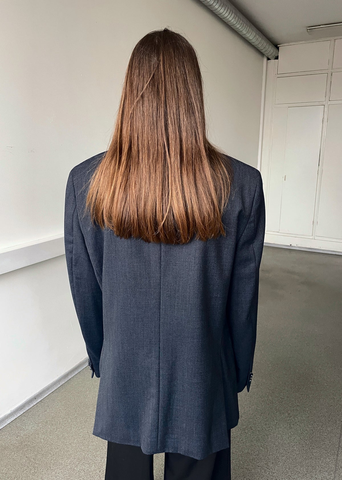 Vintage Classic Dark Blue Wool-Blend Blazer