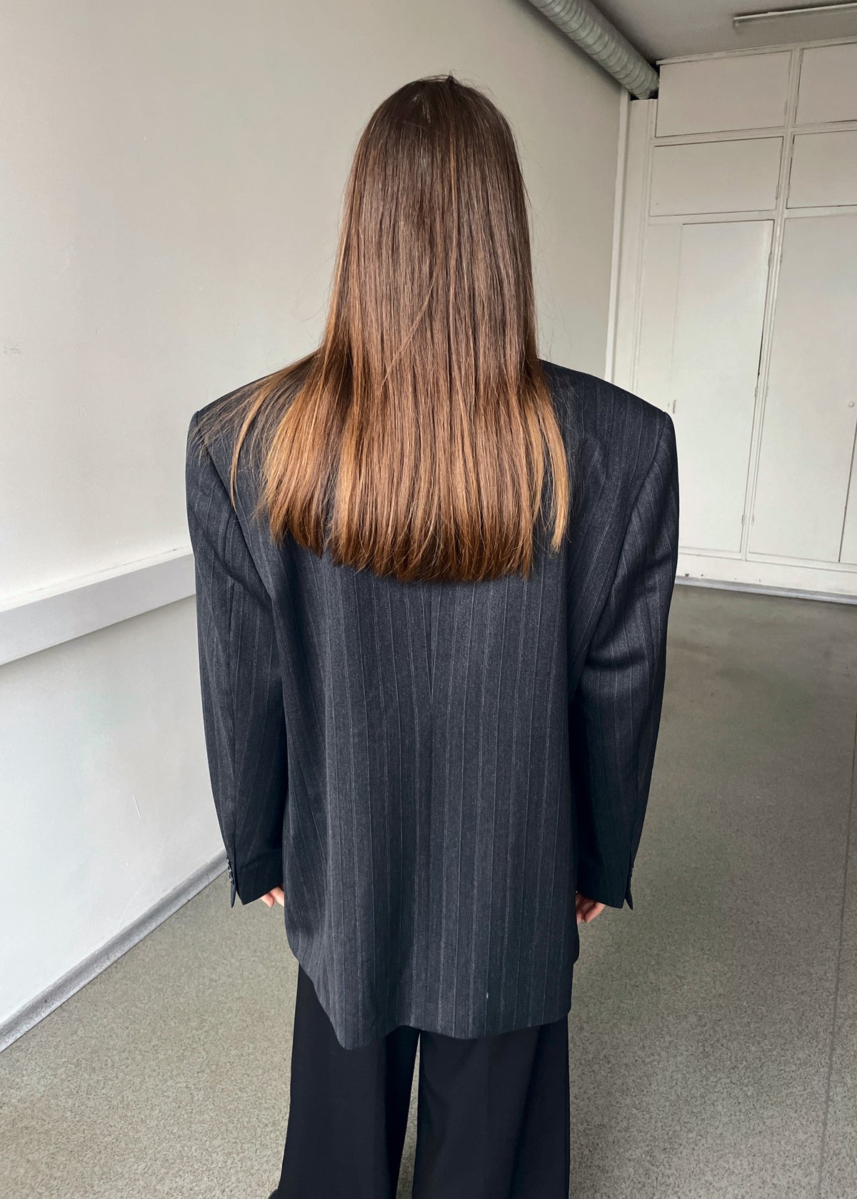 Vintage Bernard Select Grey Striped Double-Breasted Wool Blazer