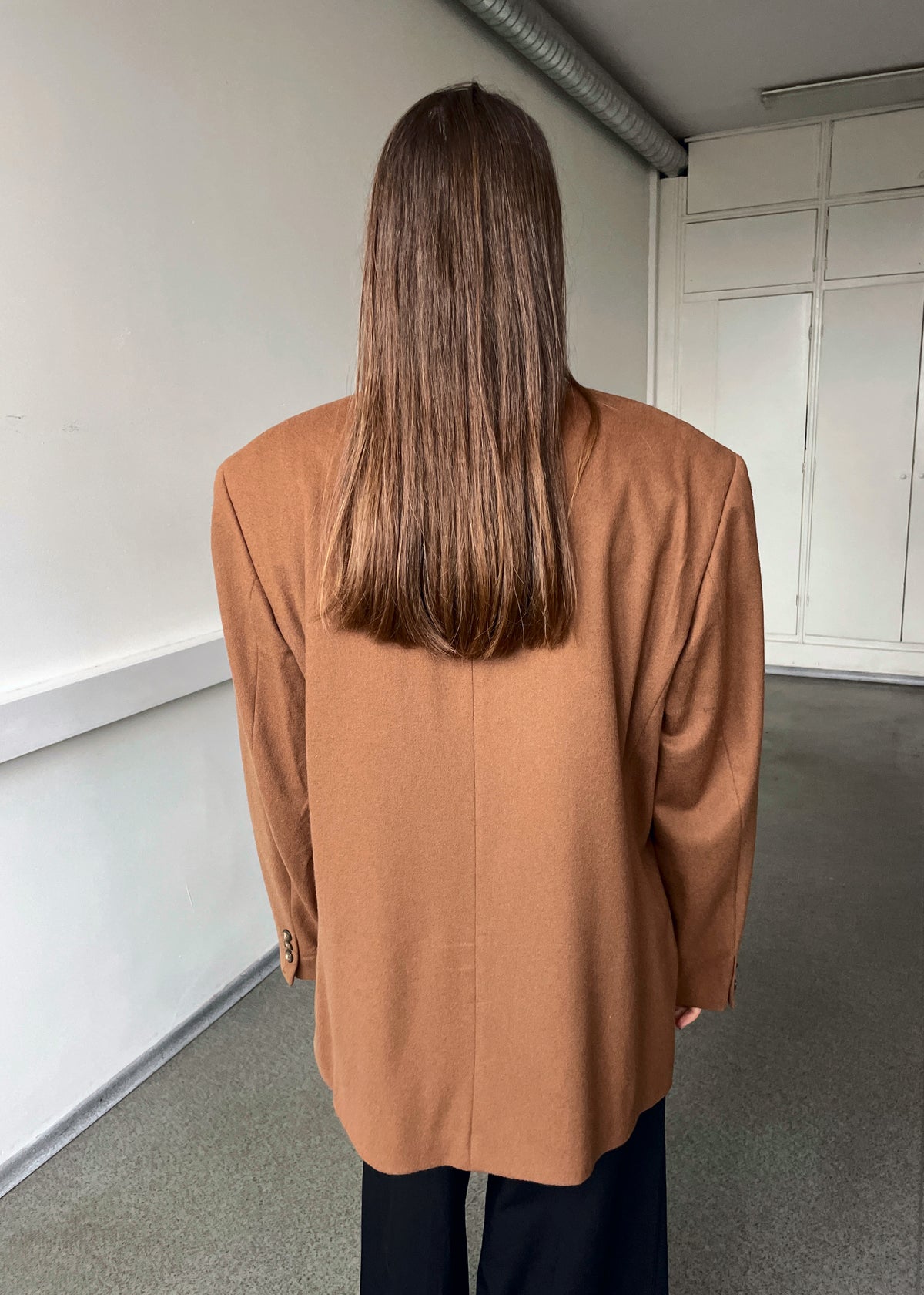Vintage Brown Brushed Double-Breasted Coat Blazer