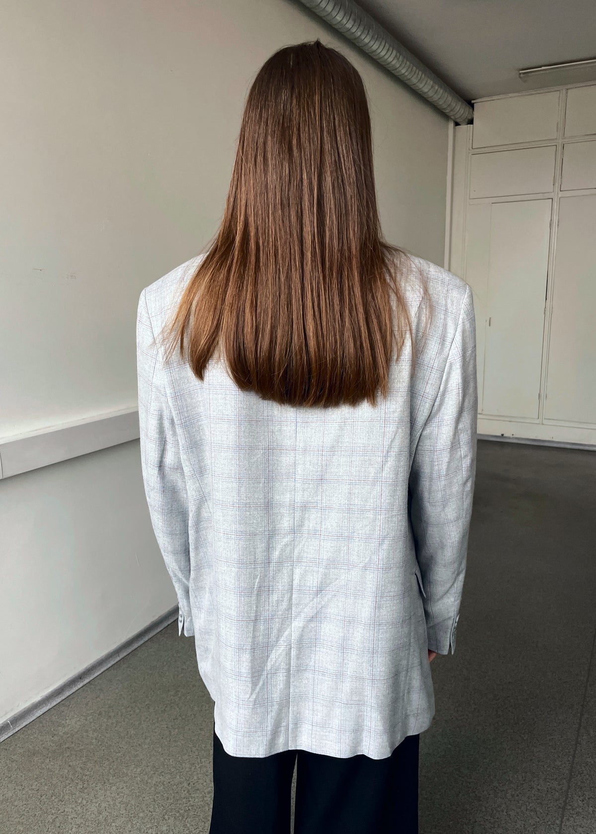 Vintage Light Grey Checked Soft Brushed Blazer
