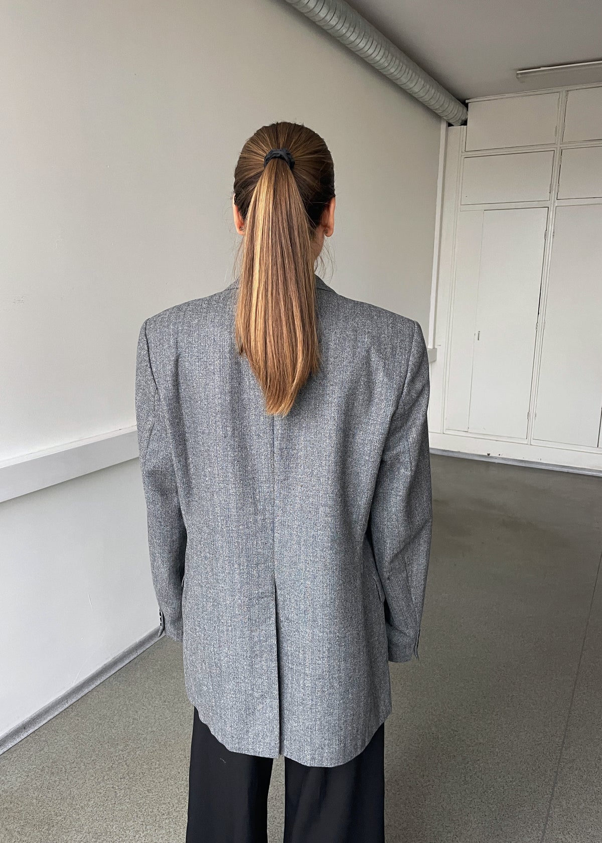 Vintage Grey Patterned Blue Stripe Blazer, view 6