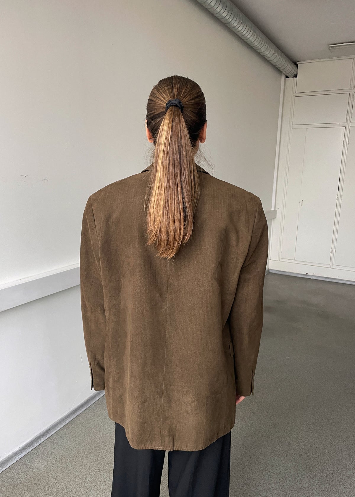 Vintage Brown Velvety Thick-Fabric Blazer, view 5