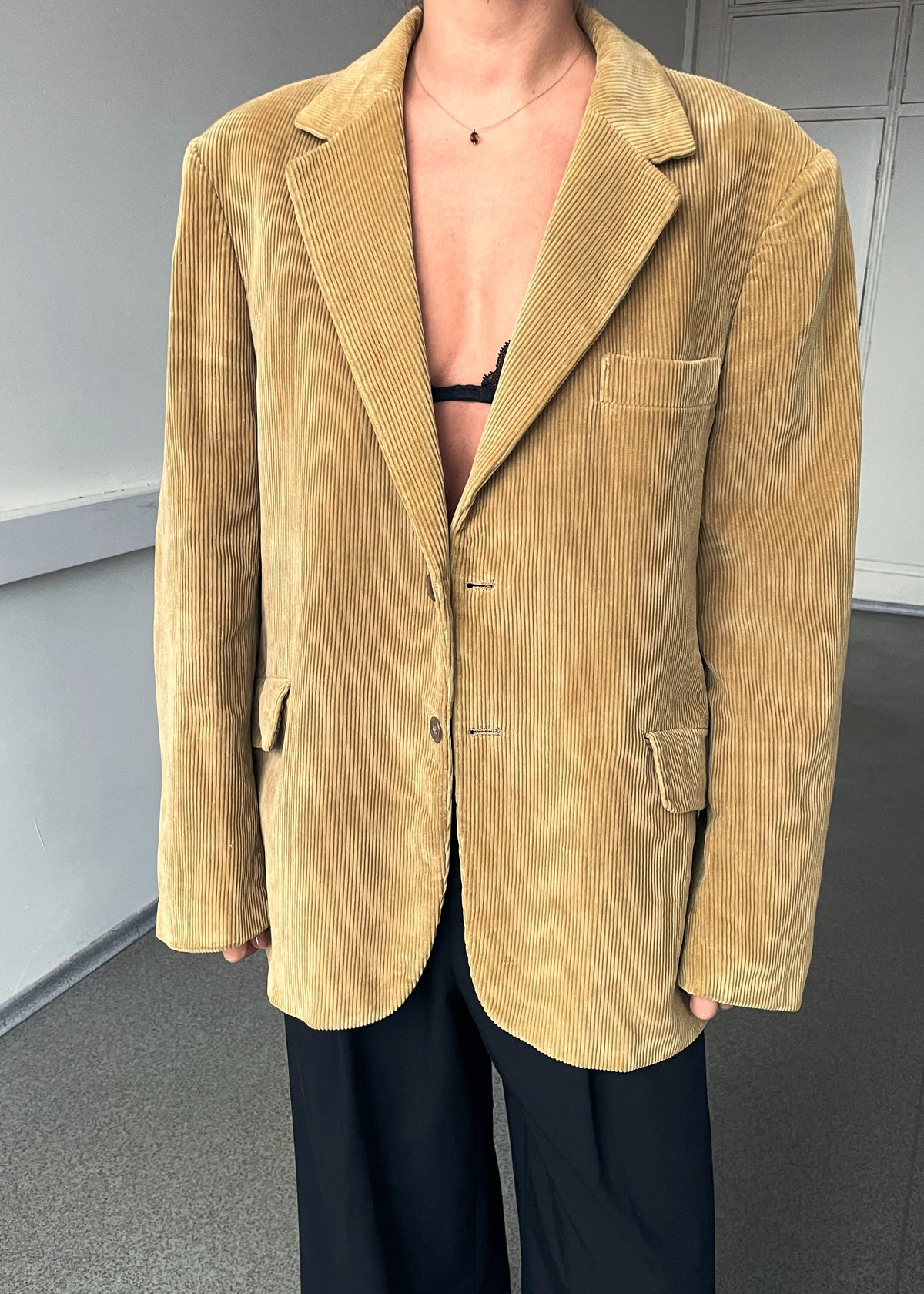 Vintage Camel Brown Corduroy Cotton Blazer, view 1