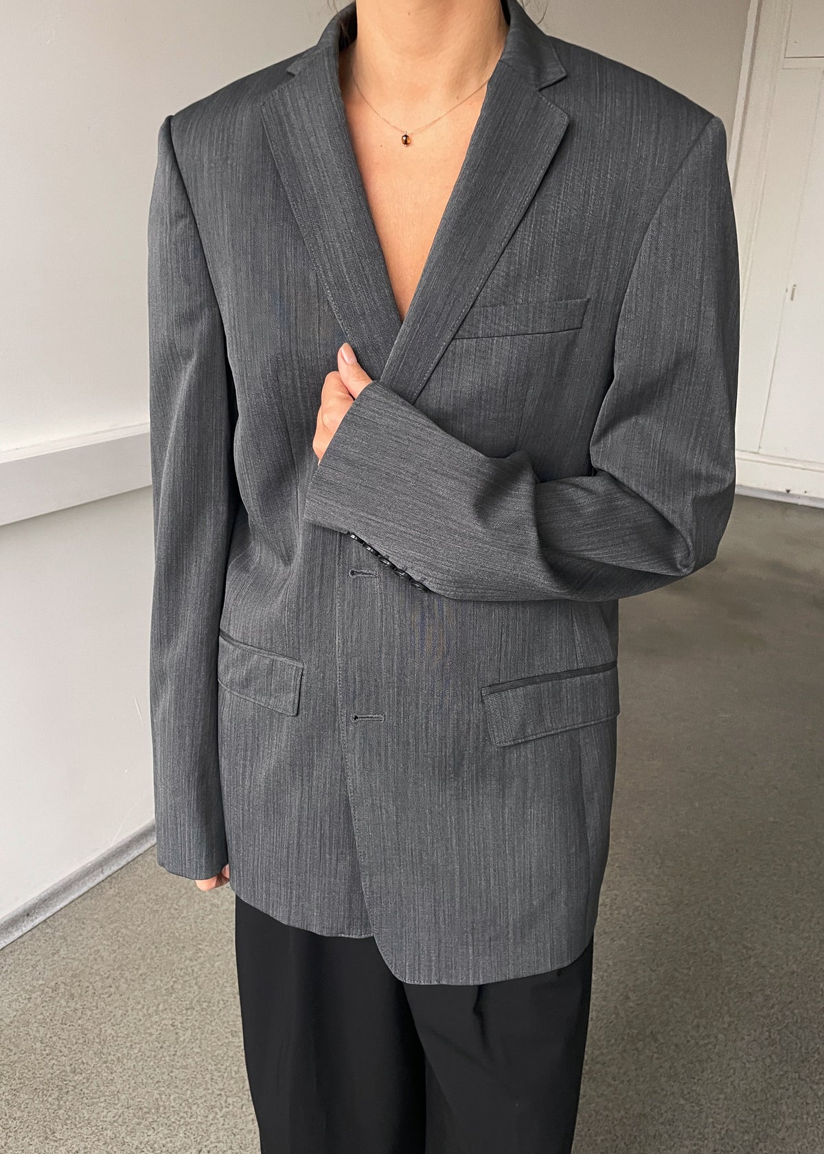 Vintage Max Classic Grey Wool-Blend Blazer, view 5