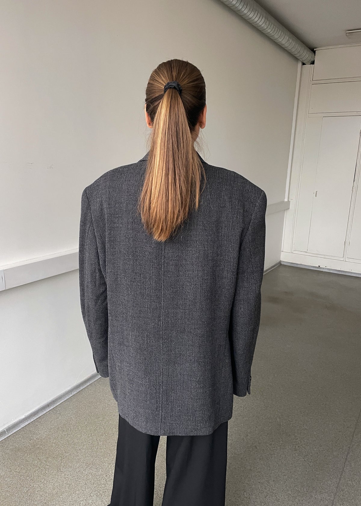 Vintage By Stini Grey Textured Pure Wool Blazer, view 5