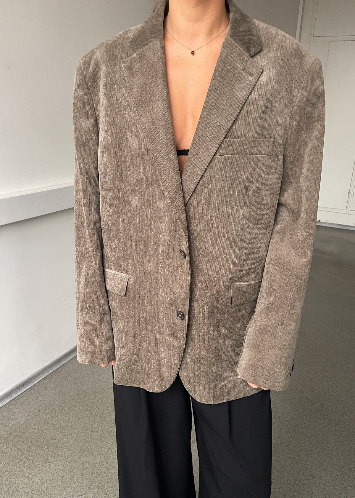 Vintage Mocha Brown Velvet Blazer, view 2