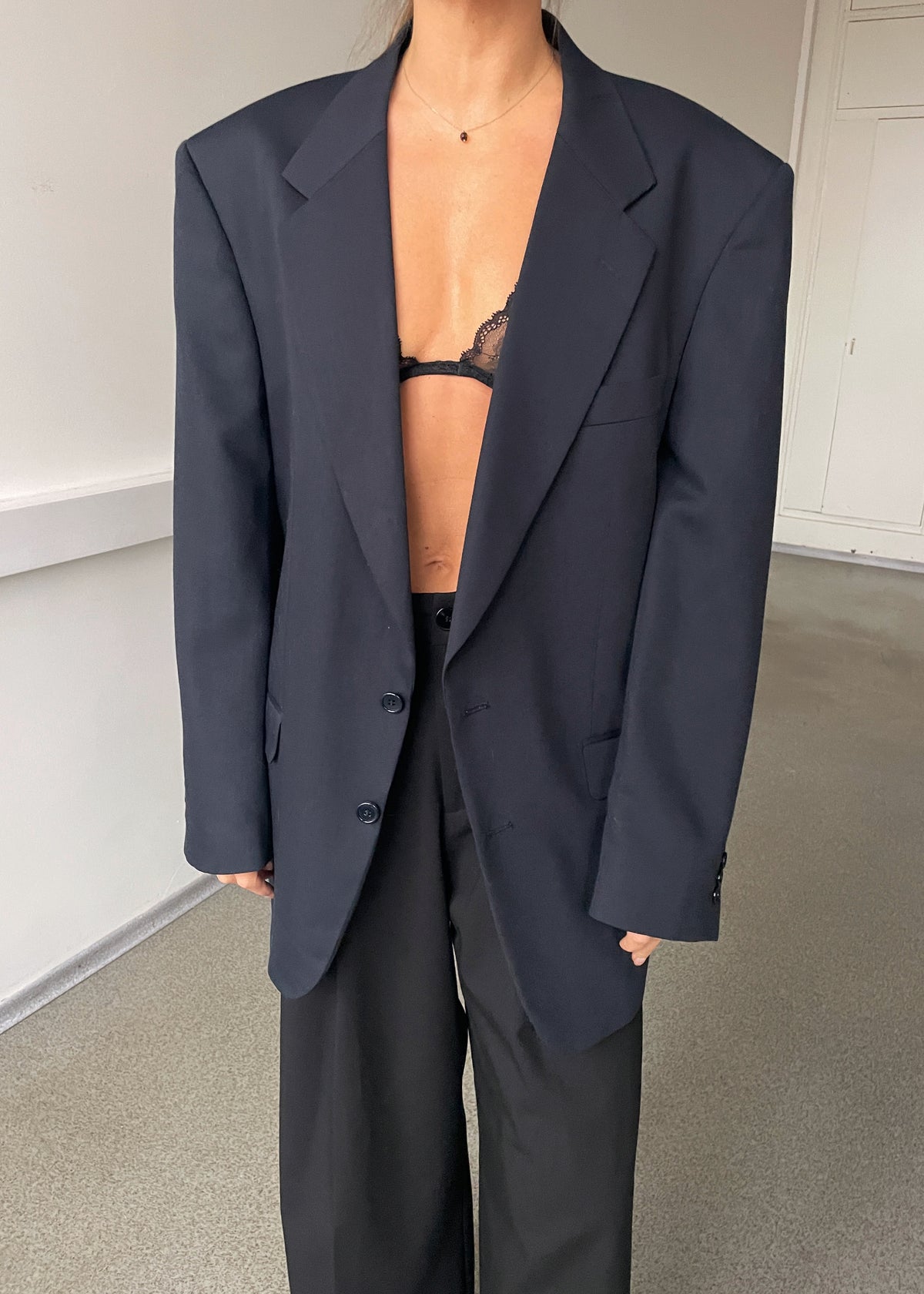 Vintage Classic Navy Blue Blazer, view 1