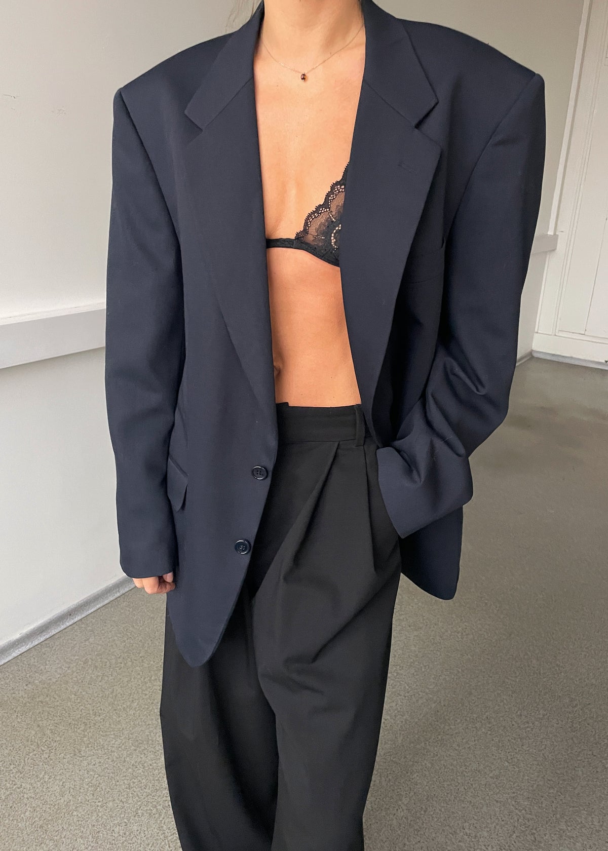 Vintage Classic Navy Blue Blazer, view 2