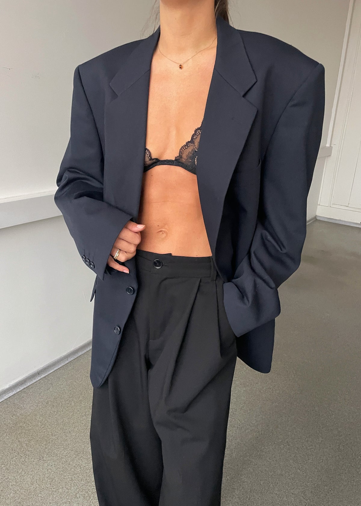 Vintage Classic Navy Blue Blazer, view 3