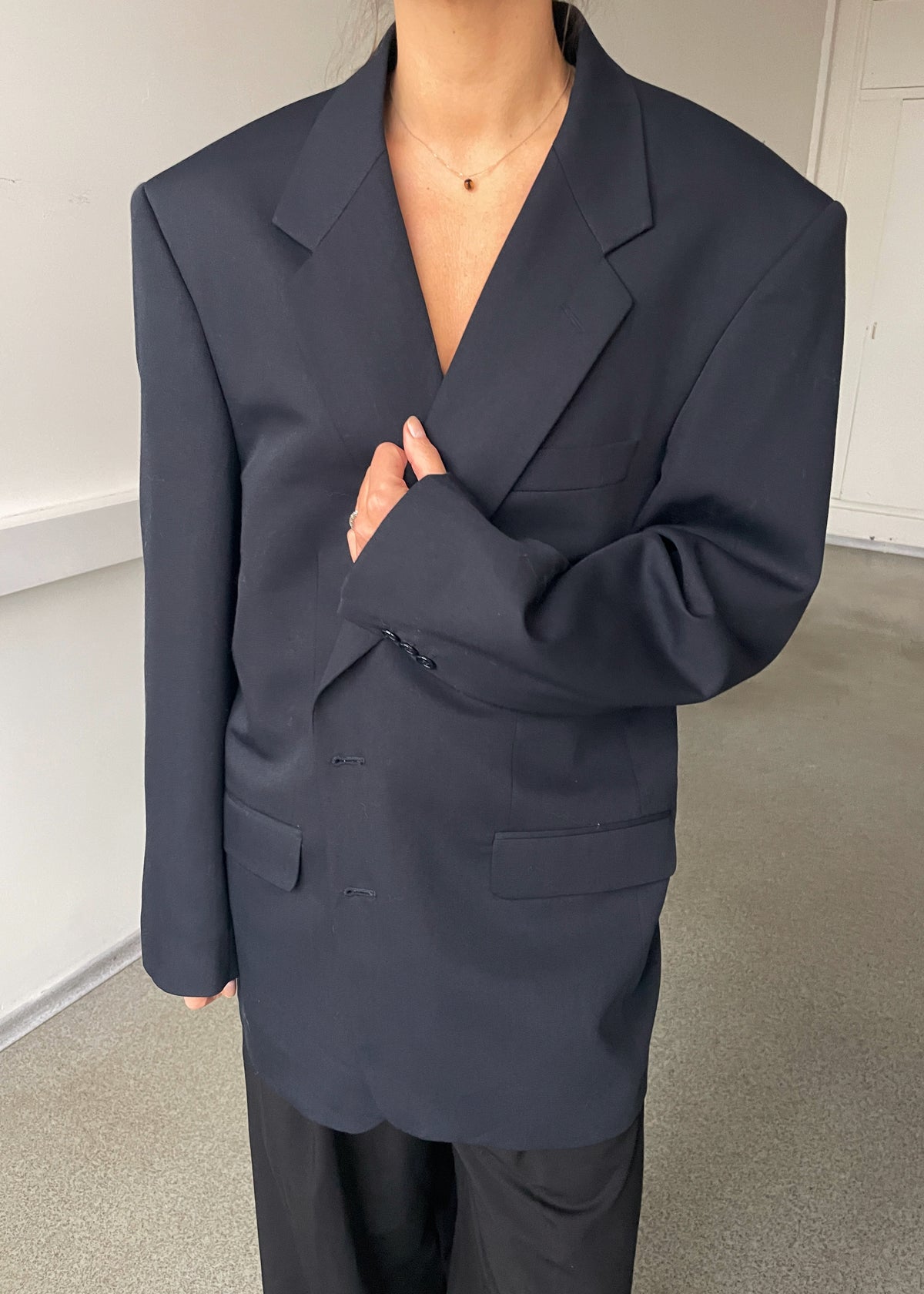 Vintage Classic Navy Blue Blazer, view 4