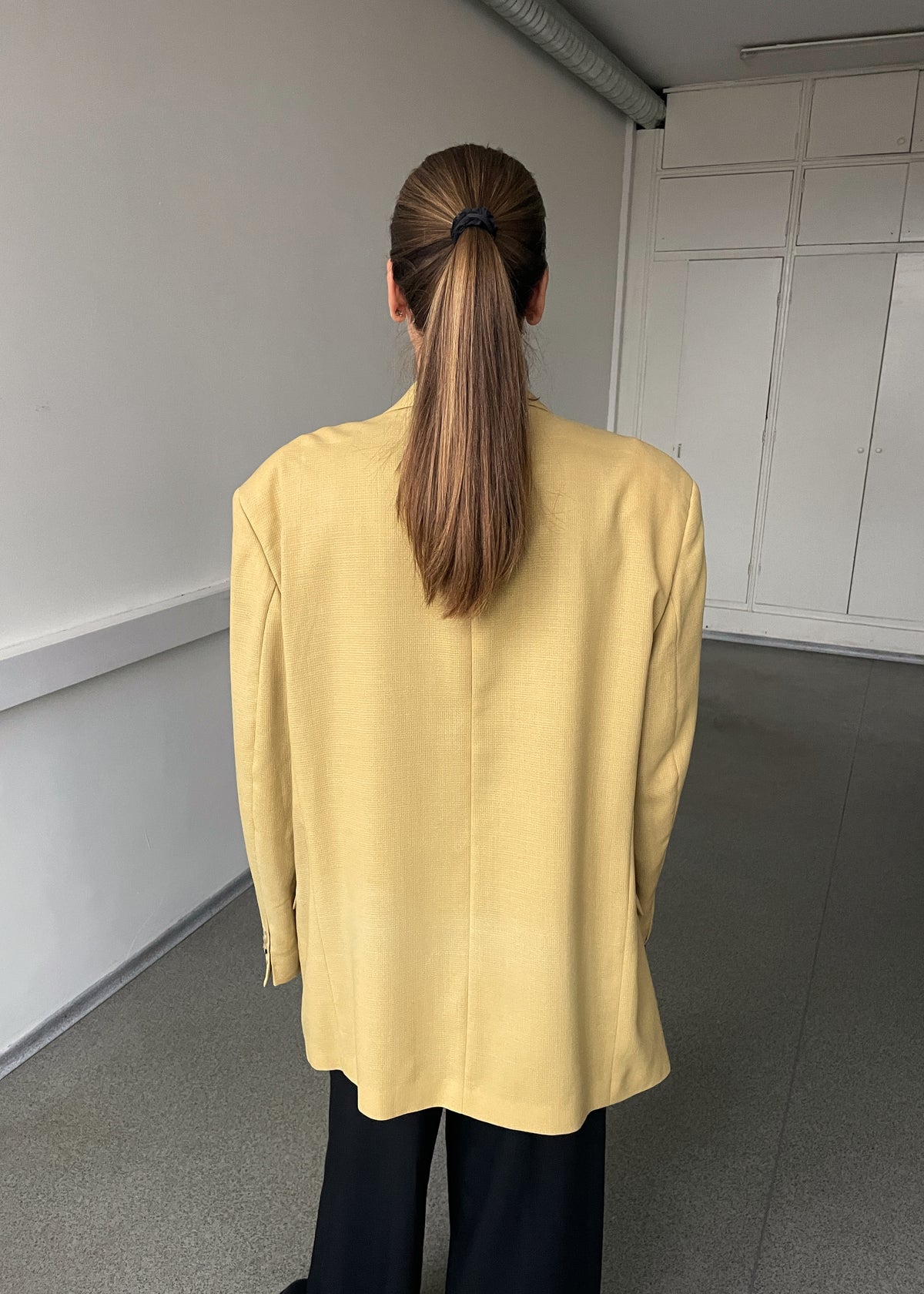 Vintage Butter Yellow Viscose and Acetate Blazer, view 5