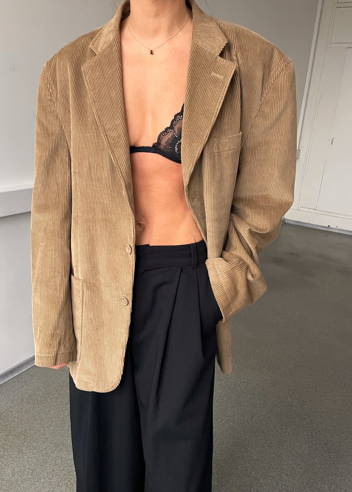 Vintage Light Brown Corduroy Cotton Blazer, view 2