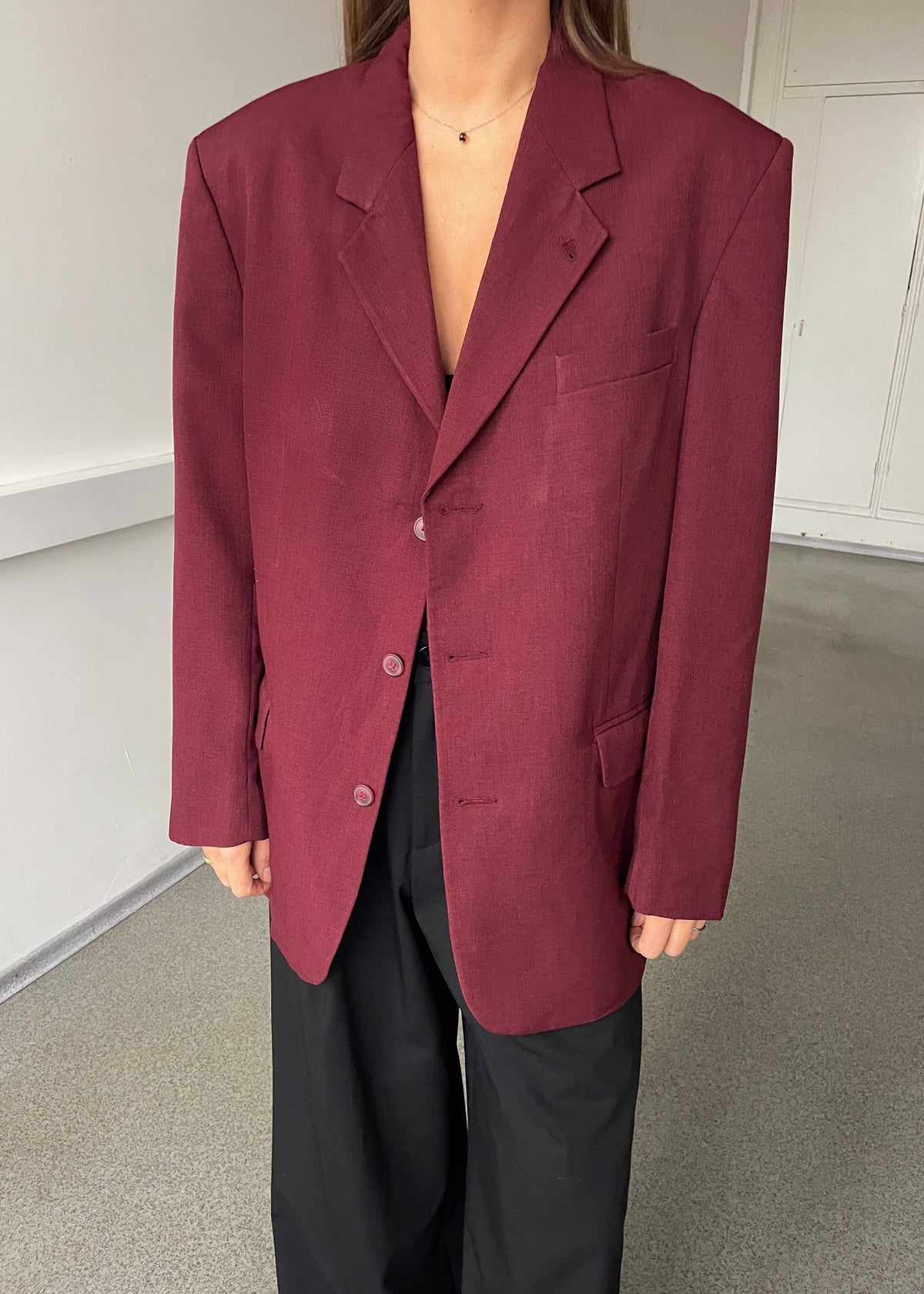 Vintage Wine Red Blazer, front view 1