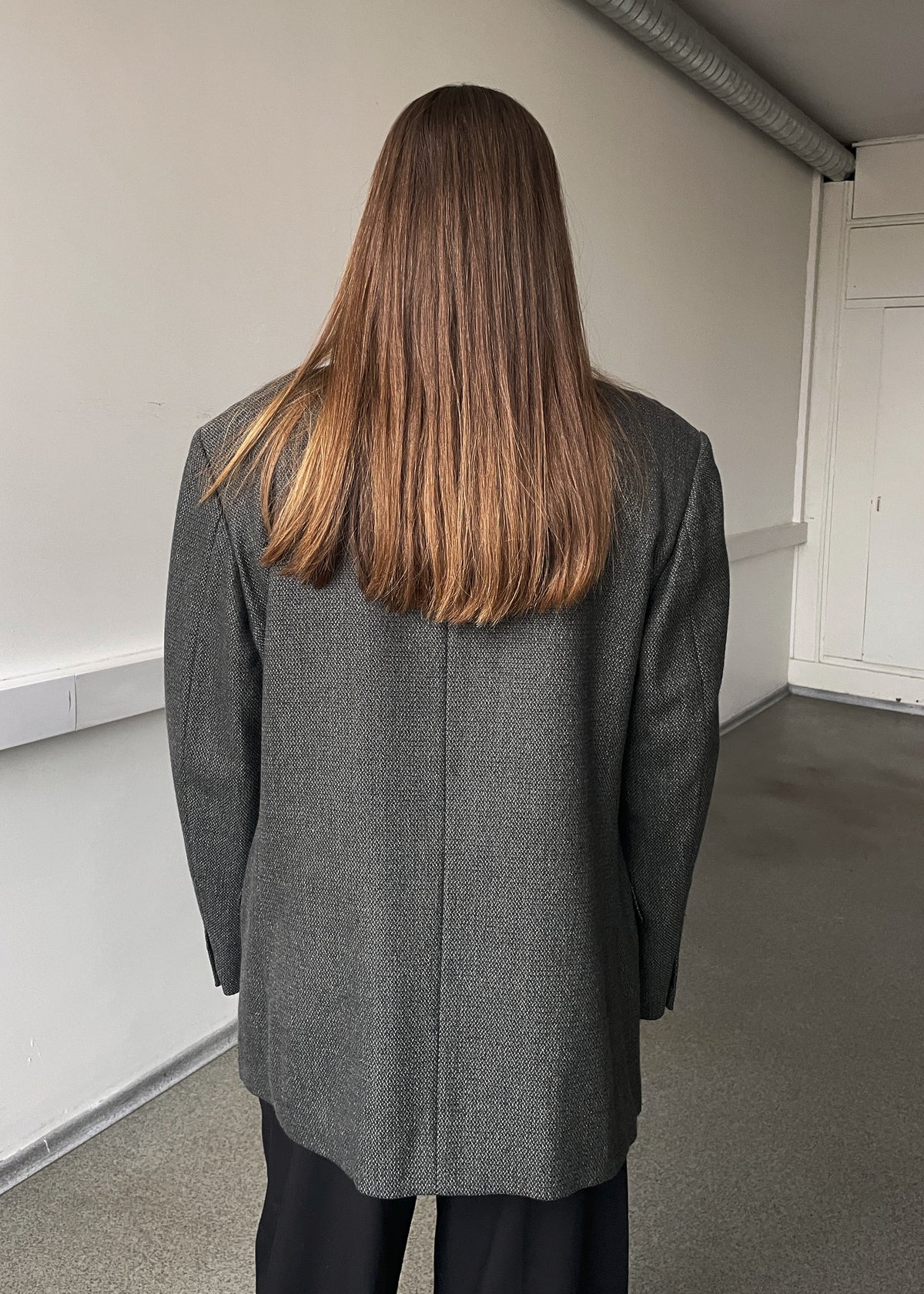 Vintage Khaki Grey Wool Blend Oversized Blazer, view 6