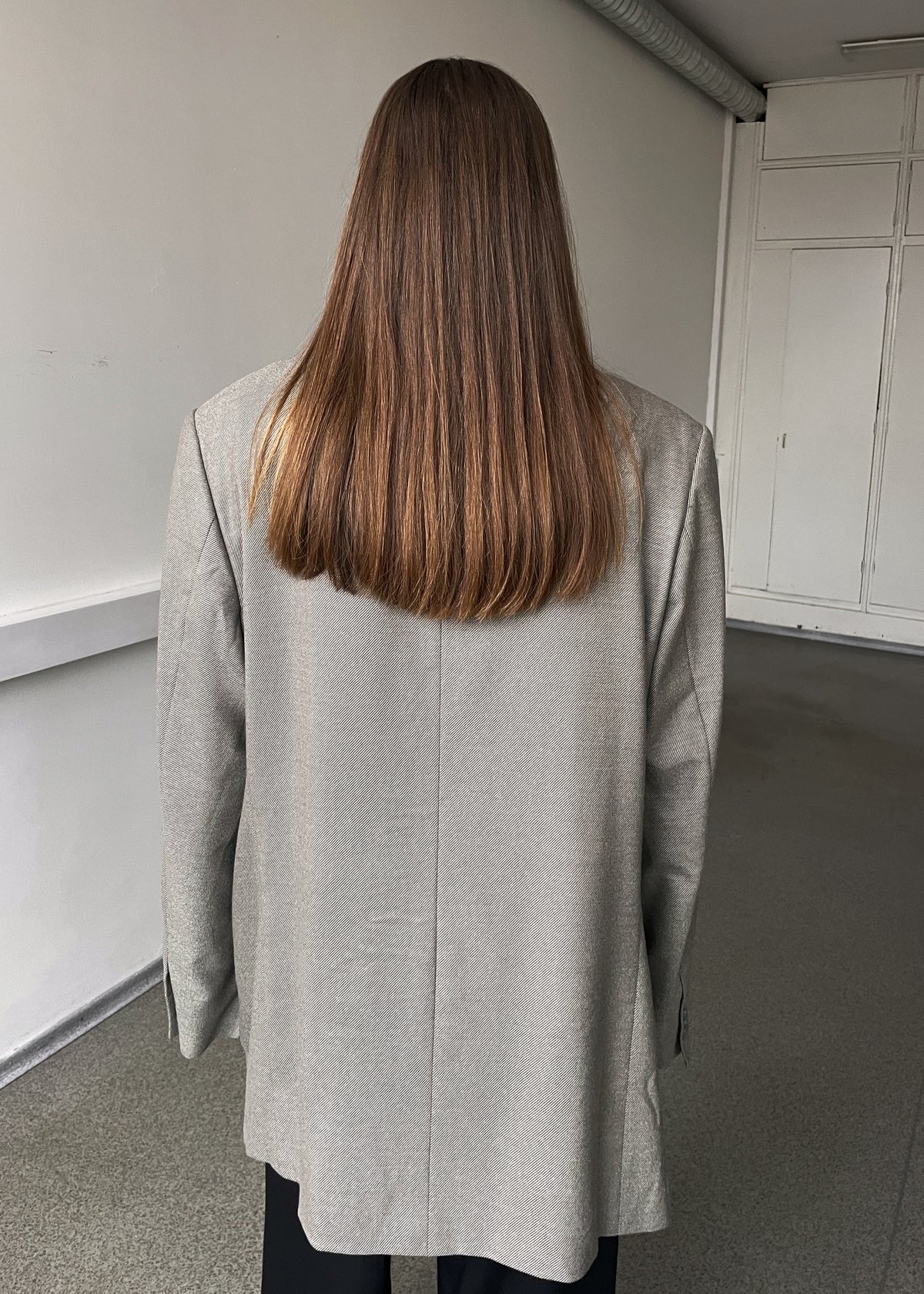 Vintage Grey Long-Line Oversized Blazer, view 5