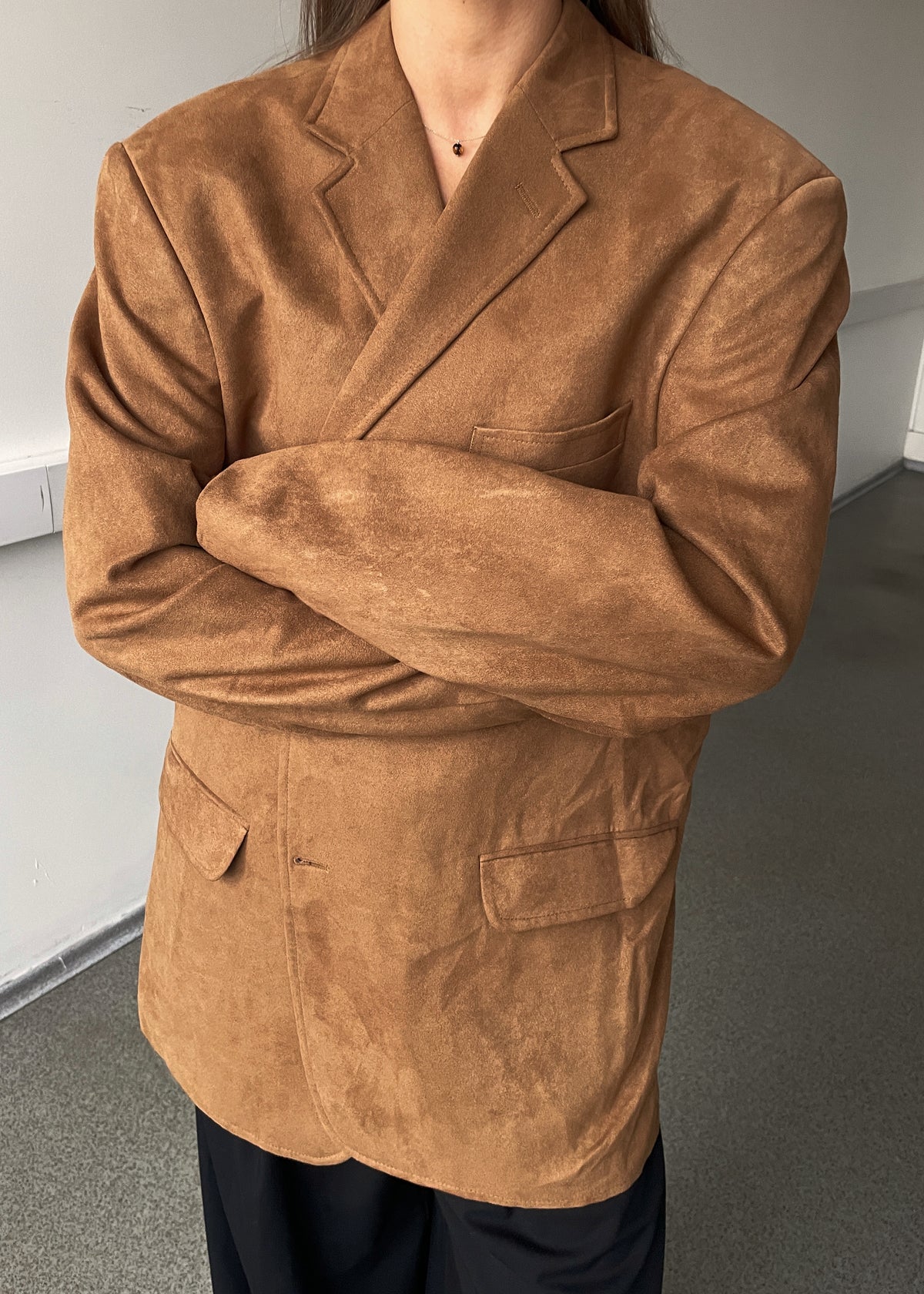 Vintage Brown Velvet Oversized Blazer, view 5